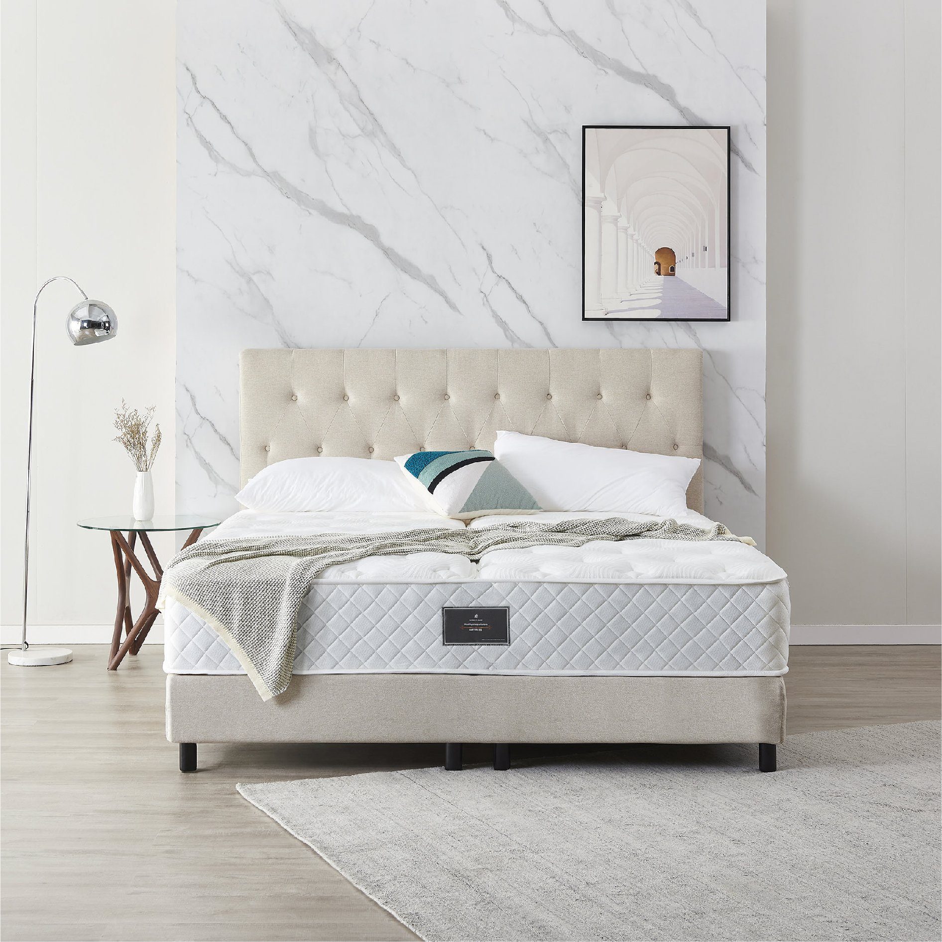 V6 Boxspringbett Modell 211 mit Taschenfederkernmatratze günstig online kaufen