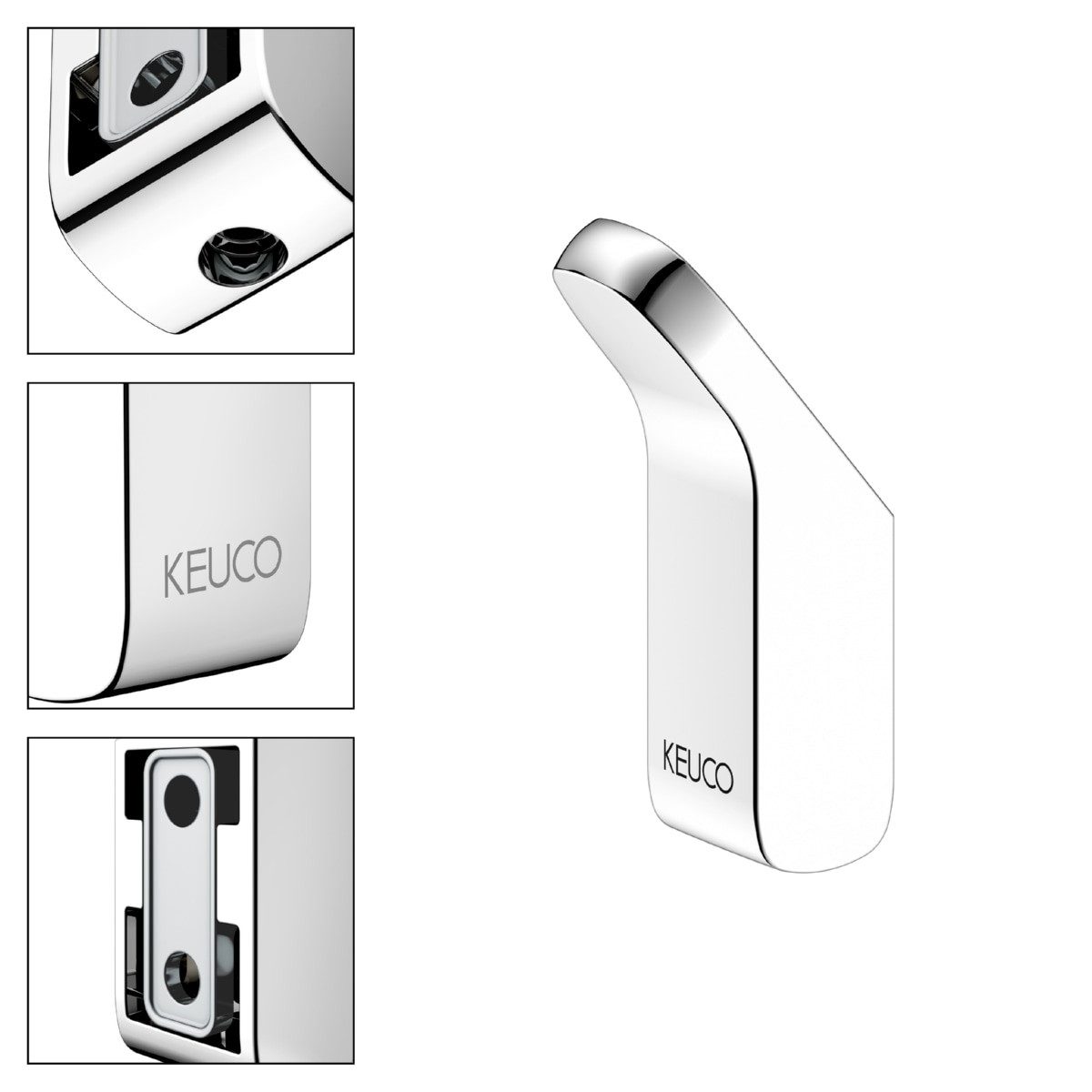 Keuco Handtuchhaken ROSE, (1-St), aus Metall, verchromt, zum Kleben/Schrauben, inkl. Klebeset