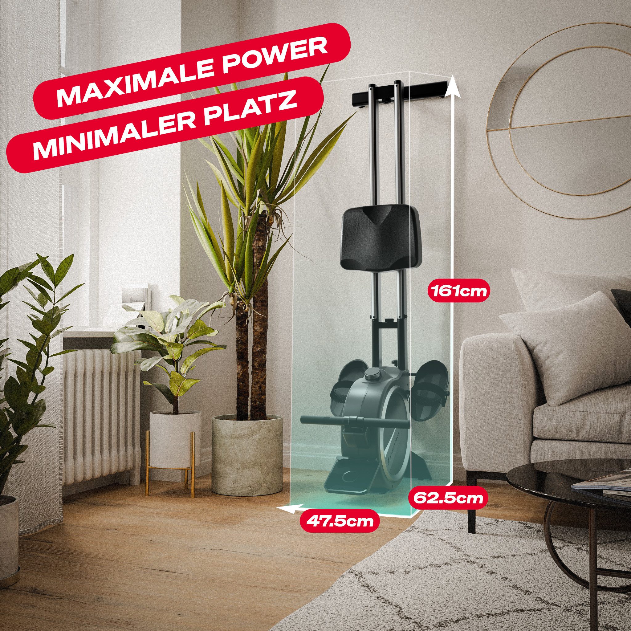 Sportstech Rudergerät SP_PROwer, LED Knob Display, 32 Widerstandsstufen, Tablethalterung