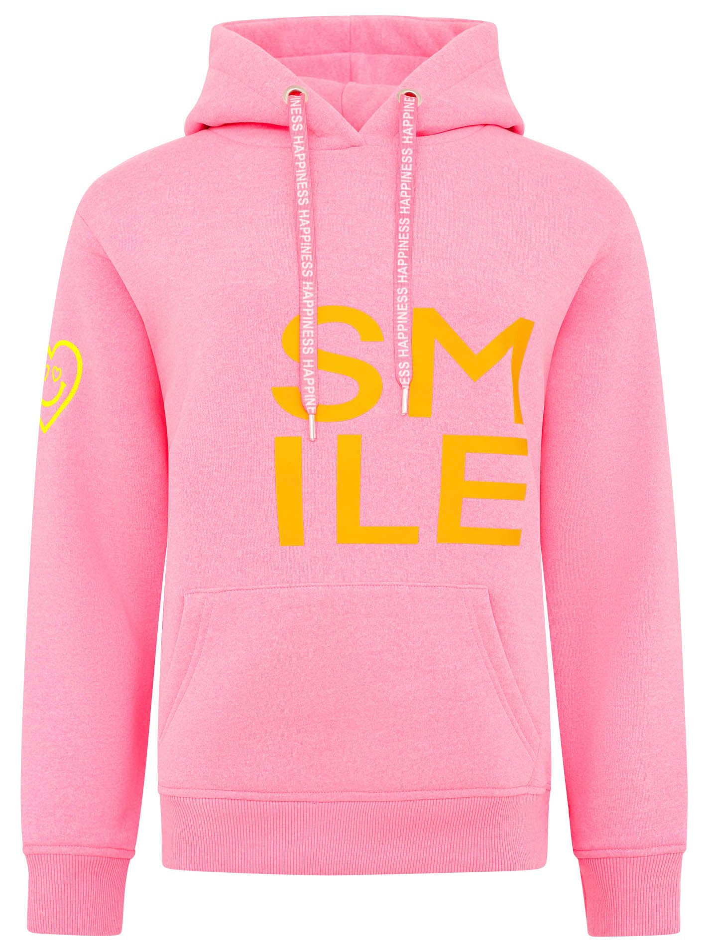 Zwillingsherz Hoodie "Alissa" Langarm, Kapuze, Neon-Details, Kordelzug, Frontprint, Kängurutasche