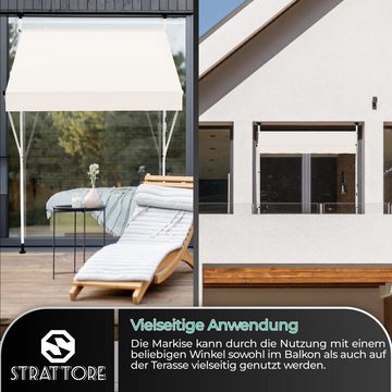Strattore Standmarkise Klemmmarkise / Balkonmarkise Sonnenschutz 250 x 120 cm - Beige