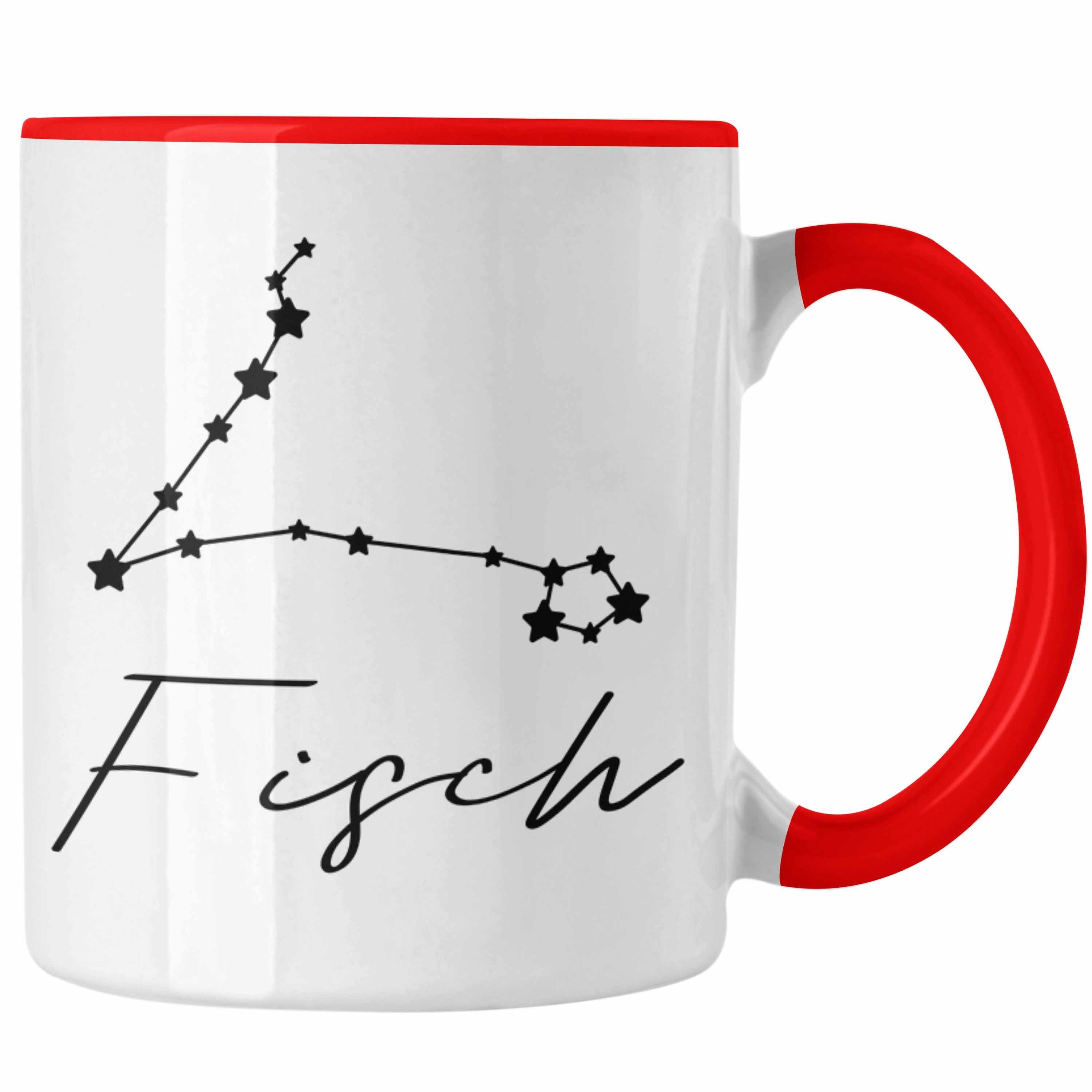 Rot Sternzeichen Trendation Horoskop Tasse - Geschenk Trendation Tierkreiszeichen Tasse Fisch