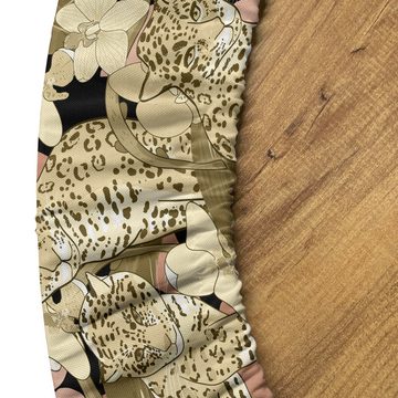 Abakuhaus Tischdecke Rundum-elastische Stofftischdecke, Safari Jaguars auf exotischen Dschungel