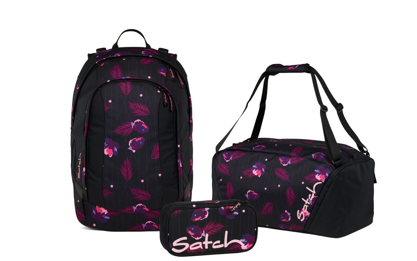 Satch Schulranzen Schulrucksack-Set AIR Mystic Nights 3-teilig, Kollektion 2025 (3-teilig), Schulranzen, ergonomisch, Laptop-Fach, Your-Size-System