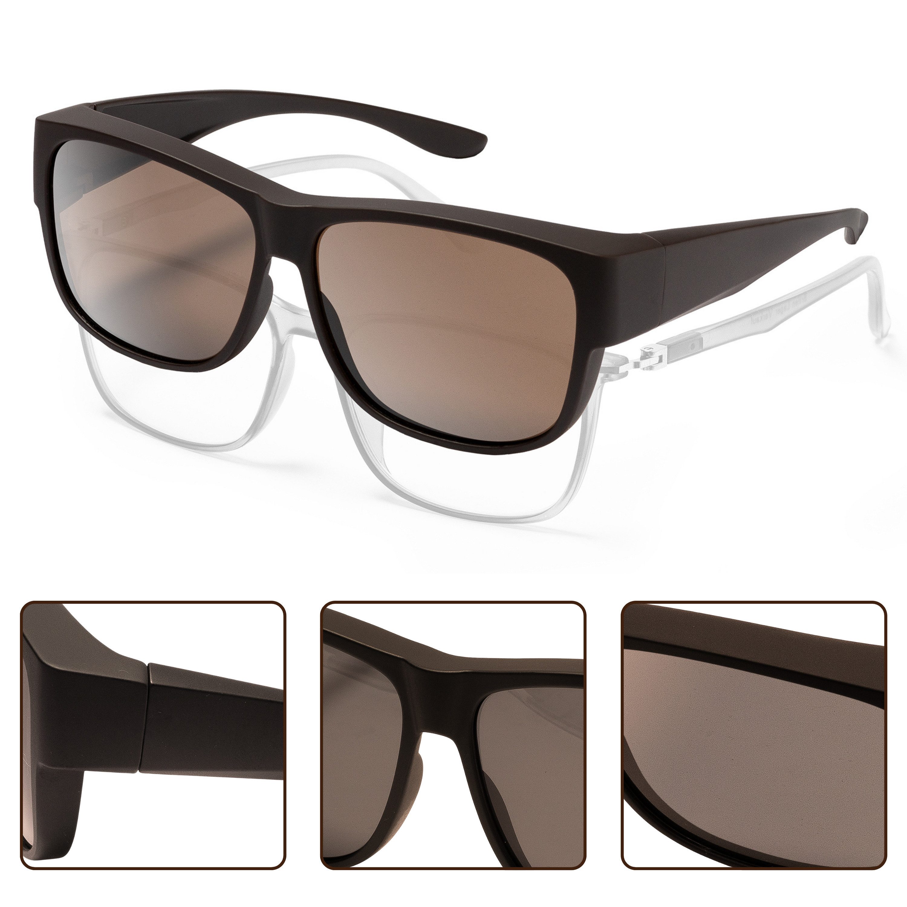 EyeAm Sonnenbrille, Überziehbrille, Polarisierte Überbrille für Brillenträger, Fit Over Modell: Überbrille