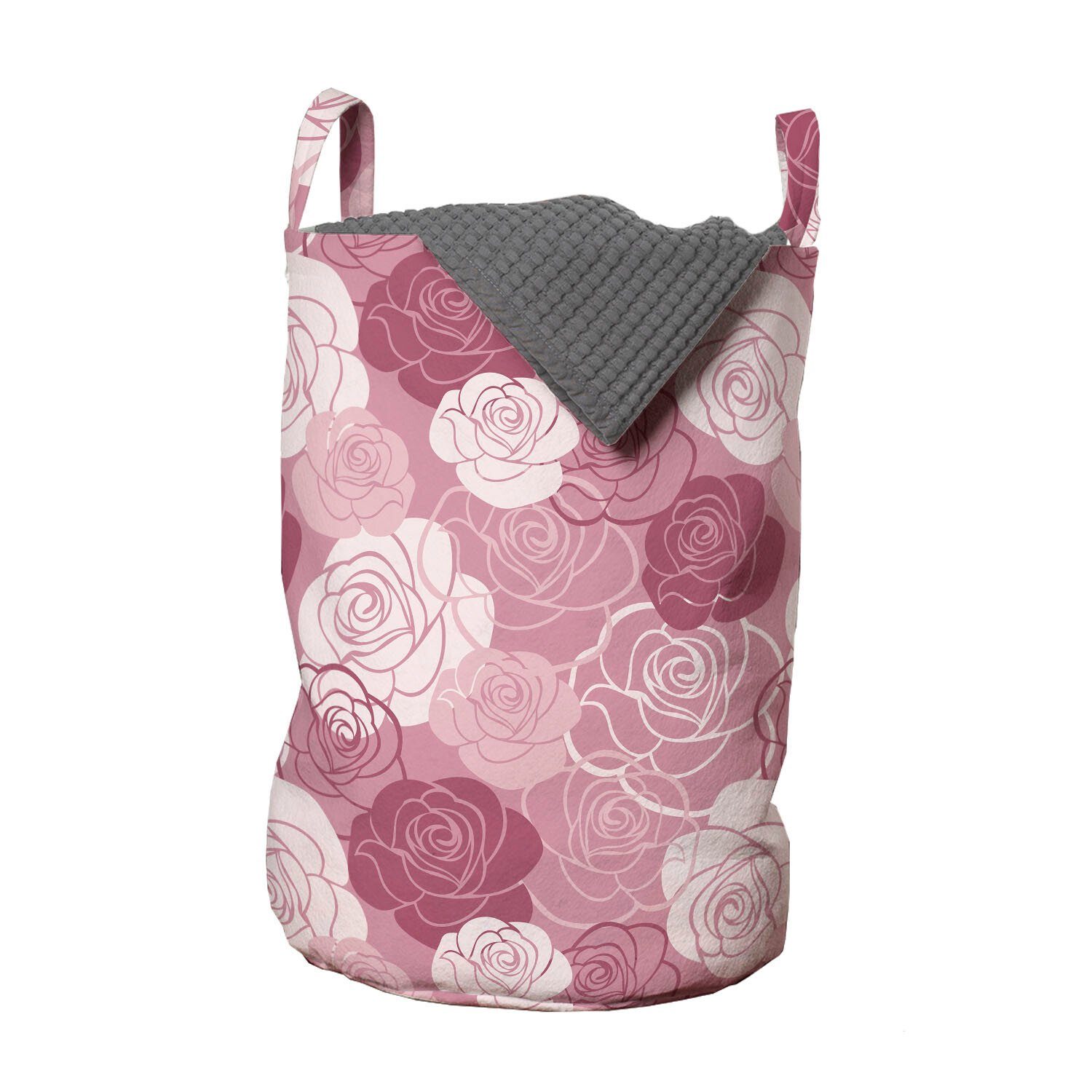 Abakuhaus Wäschesäckchen Wäschekorb mit Griffen Blumen Waschsalons, Romantisches Petal-Motiv für Kordelzugverschluss Rose