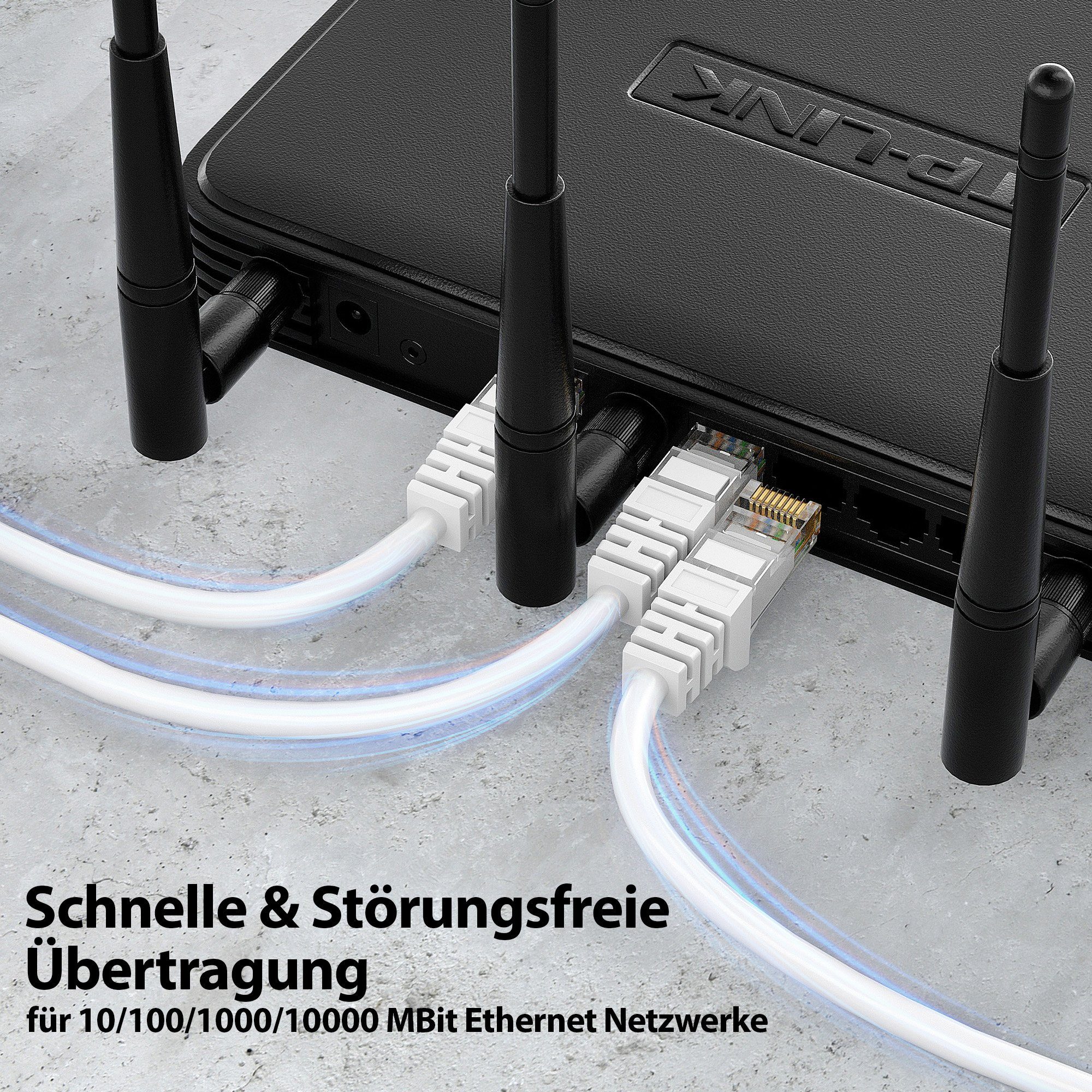 JAMEGA CAT 6 Patchkabel RJ45 Rohkabel LAN Kabel Ethernet Netzwerkkabel LAN-Kabel, CAT.6, RJ-45 Stecker (Ethernet) (1000 cm) – Bild 4 von 5
