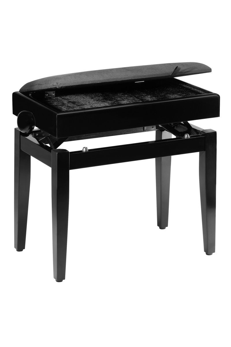 Stagg Klavierbank Klavierbank mit schwarzem Schwarz mit Notenfach in matt Stoffbezug