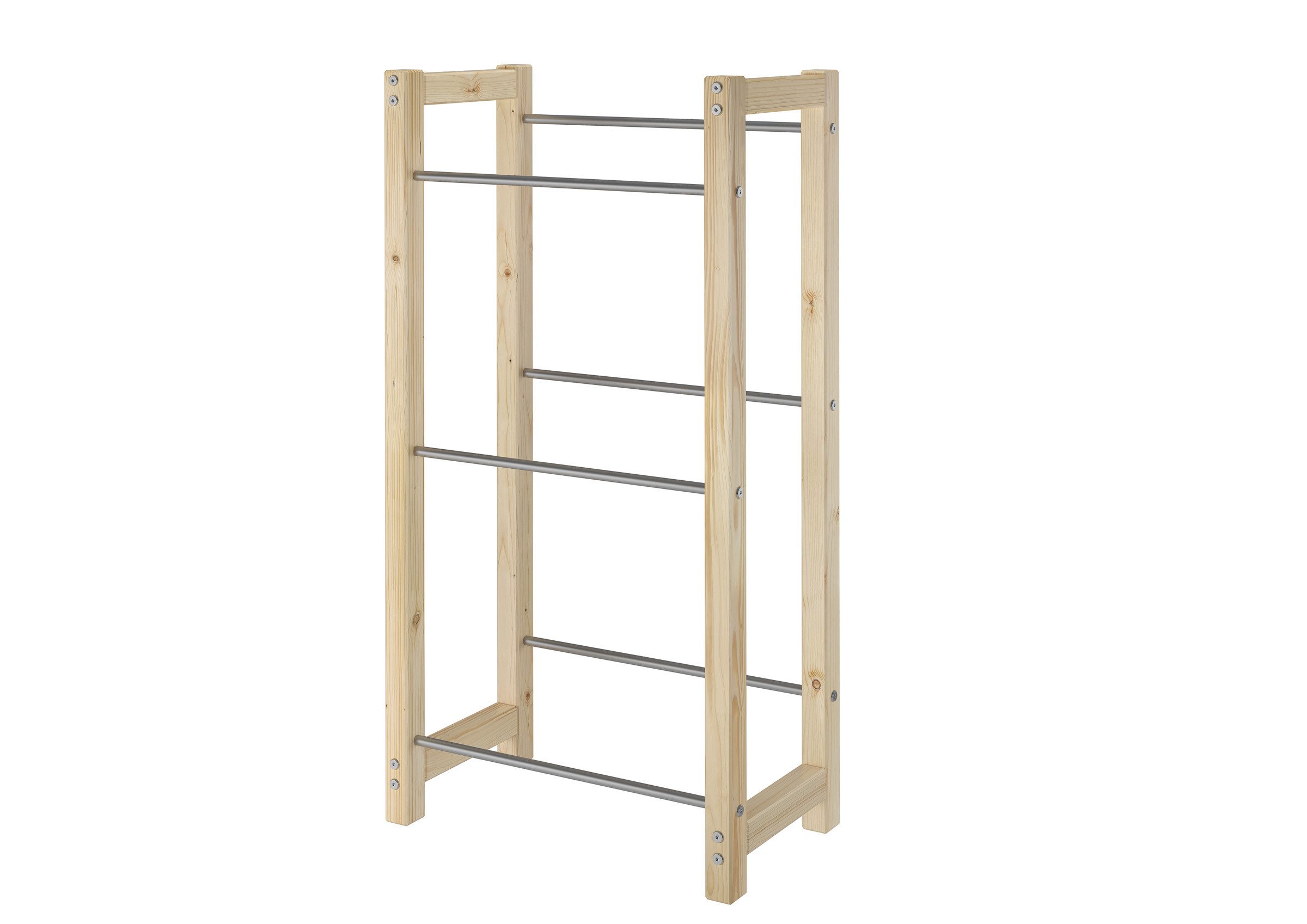 ERST-HOLZ Wandregal Getränkekistenregal aus Edelstahl und Massivholz Boxenregal