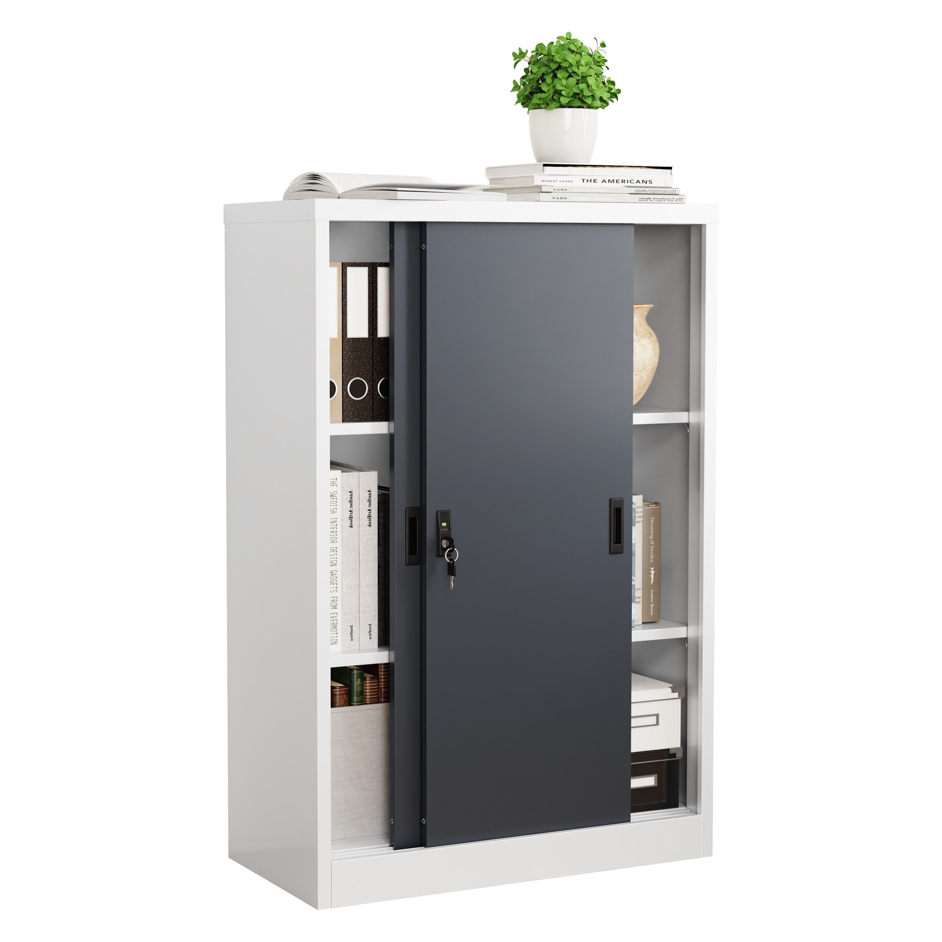 VCM Aktenschrank Büroschrank Malivo mit SchiebtürenH. 120 x B. 80 x