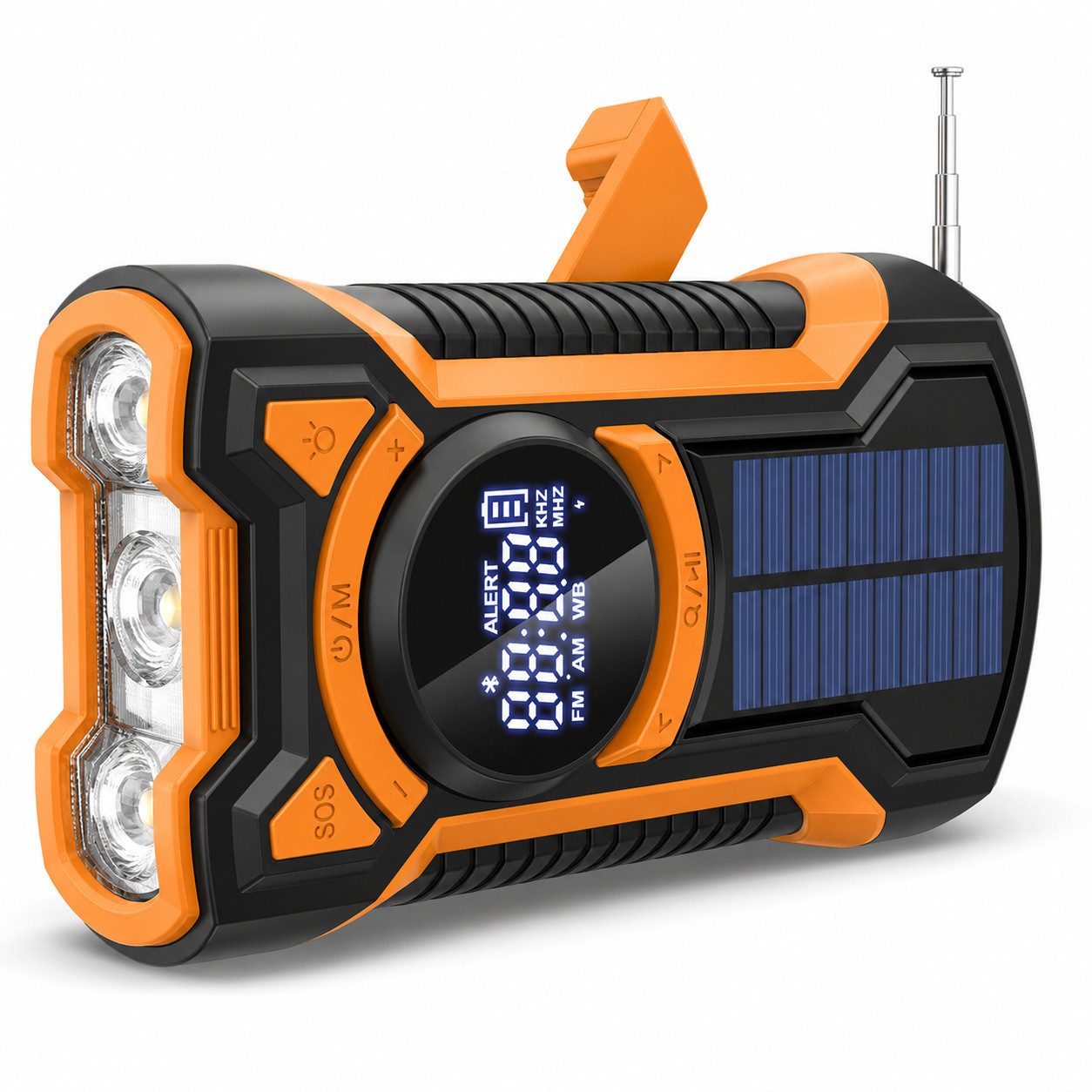 Tekoo Notfallradio 5000mAh mit Solar, Kurbel, LED, Bluetooth, IPX5 Notfallradio (Sendersuchlauf, FM, AM, 3 Lademethoden (Solar, Kurbel, USB), IPX5 Wasserfest, Bluetooth 5.3)