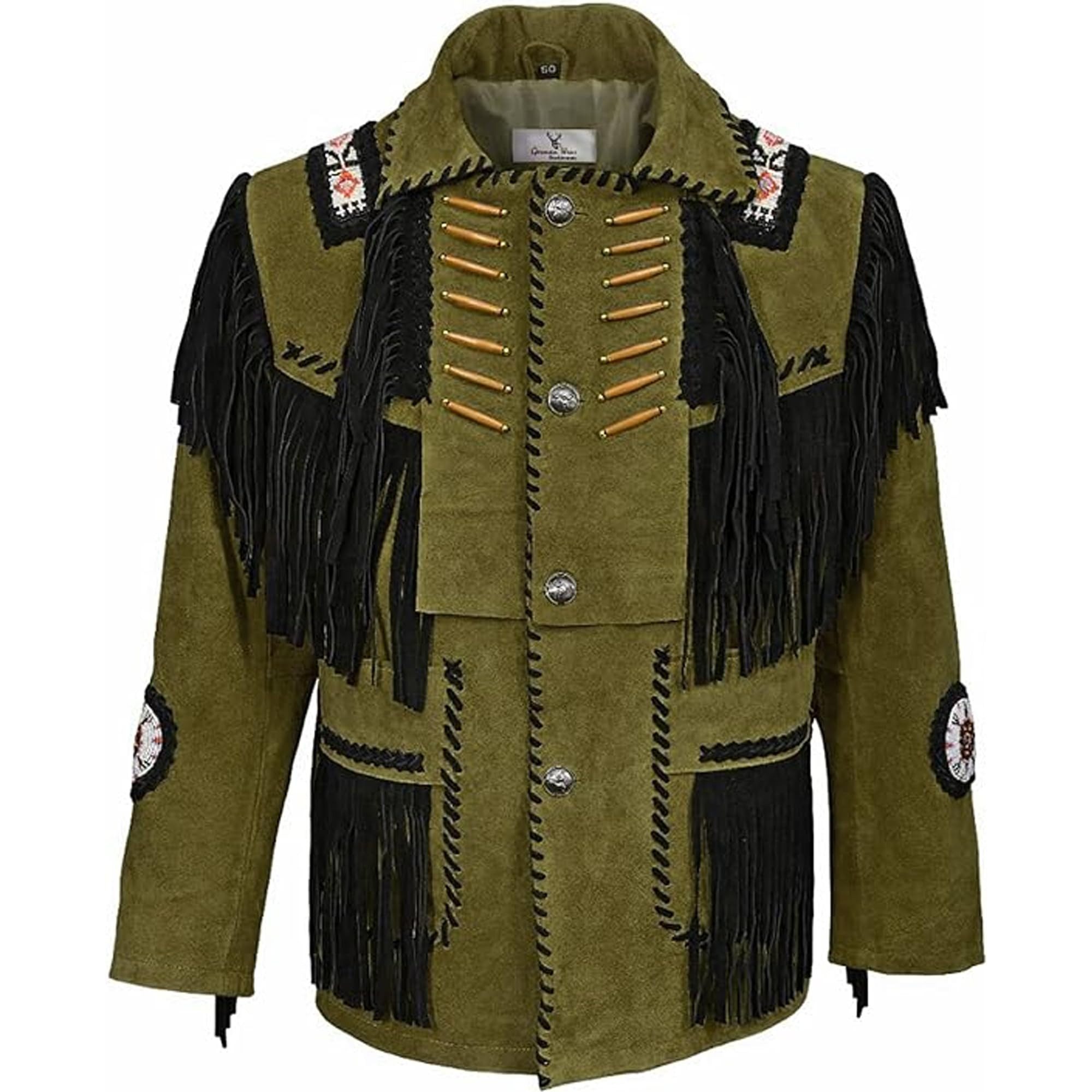 German Wear Trachtenjacke GW959J Herren Westernjacke Lange Reiter Jacke Western-Lederjacke
