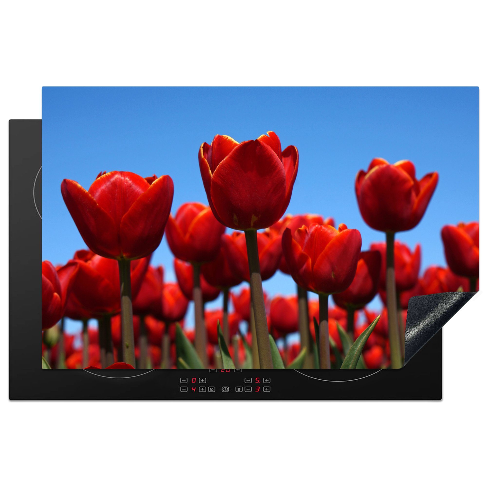 MuchoWow Herdblende-/Abdeckplatte Die Rote Tulpe, küche, (1 cm, Induktionskochfeld Schutz für Ceranfeldabdeckung 81x52 die tlg), Vinyl