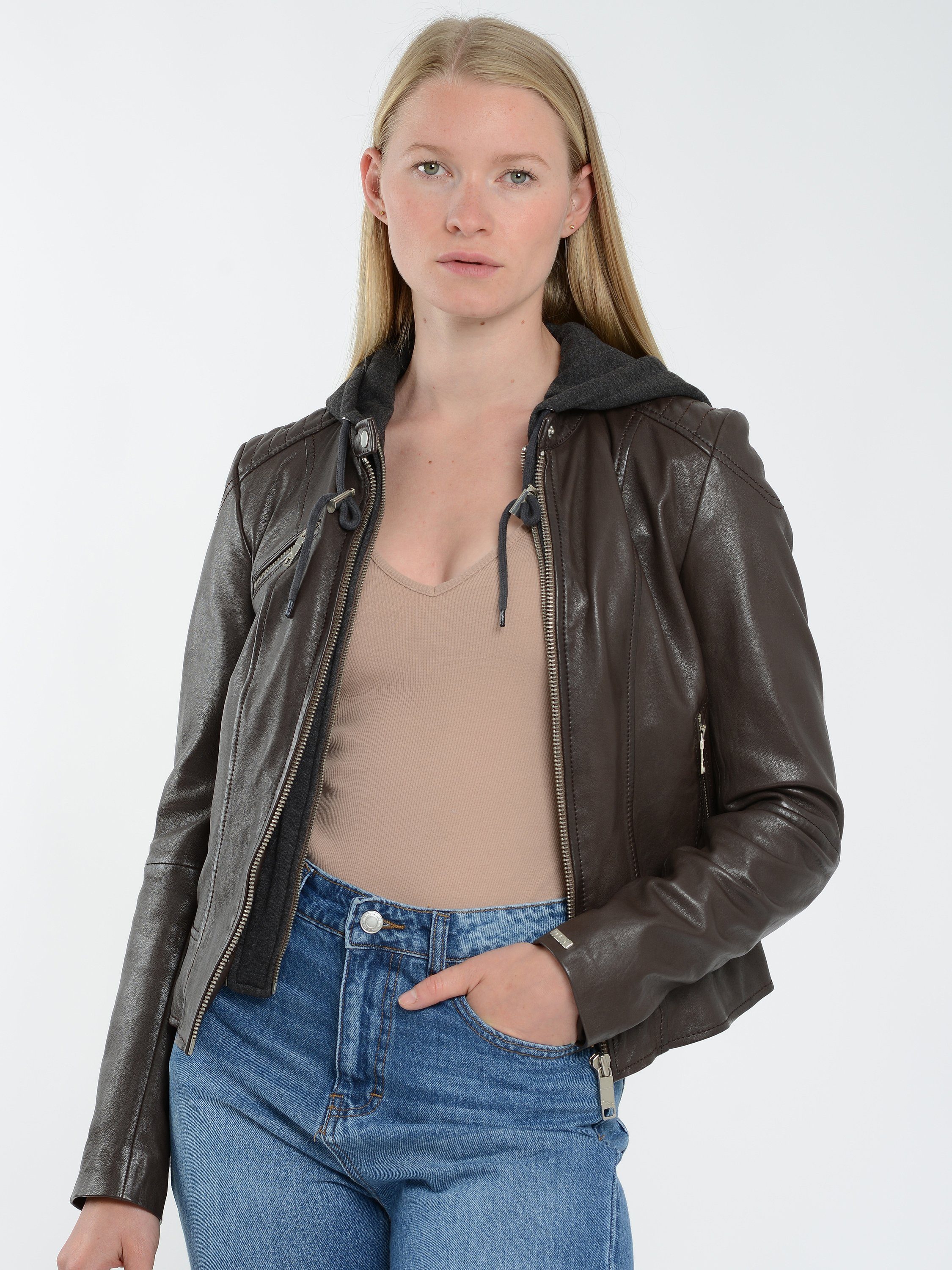 Maze Lederjacke dark Mico brown