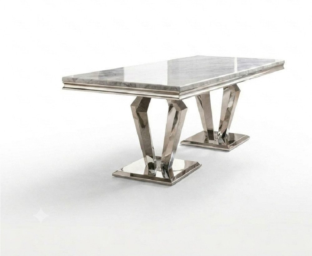 Xlmoebel Esstisch Marmor Optik Metall Fuesse Modern Extravagant Esszimmertisch Sofort (1-St., Einzeltisch ohne Stühle), Edle Tischplatte in Marmor-Optik
