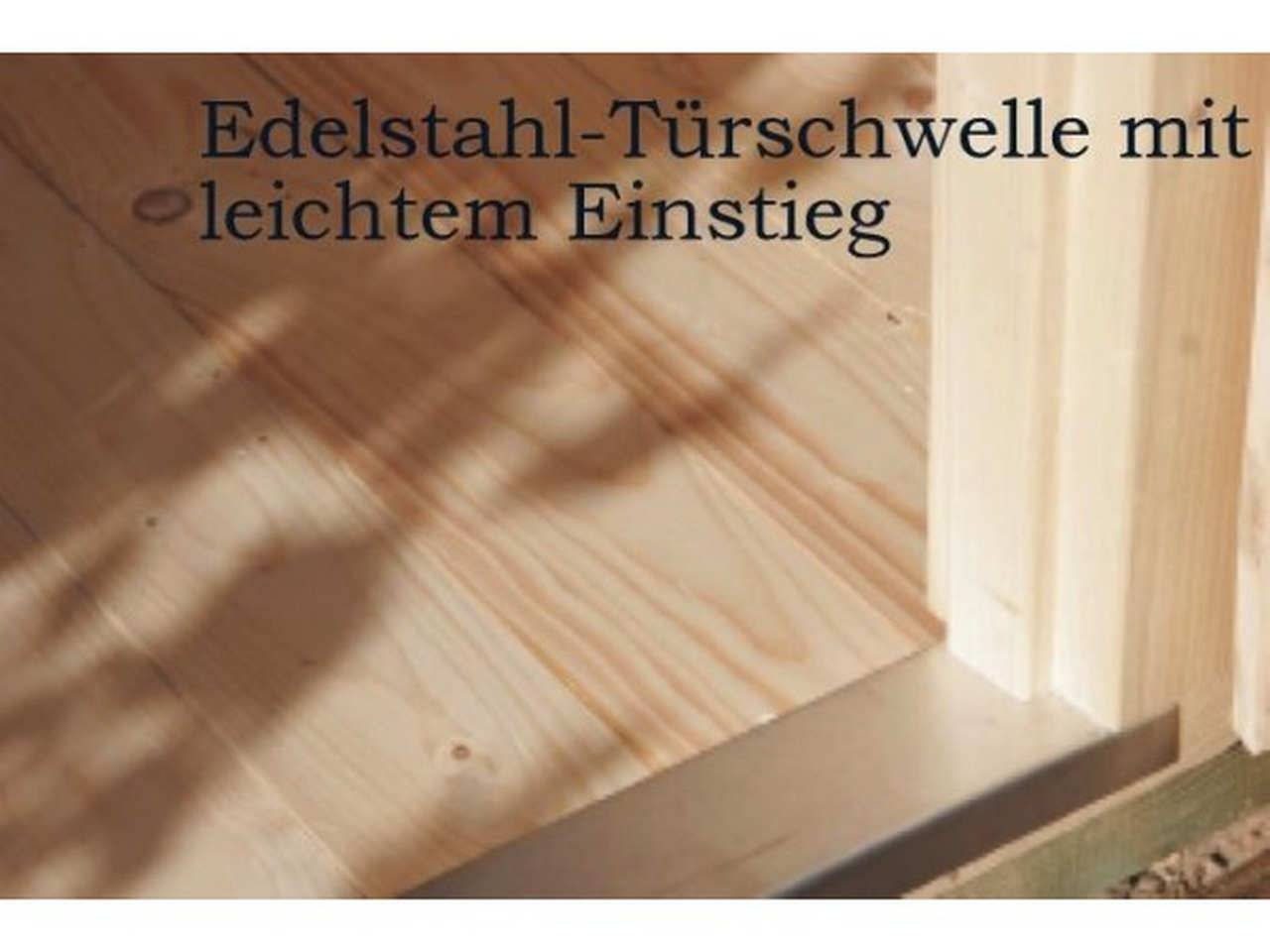 Finn Art Blockhaus Gartenhaus 6x3m Holz 5-Eck York 49 in 40mm Wandstärke, BxT: 580x298 cm, ohne Fußboden, ohne Dacheindeckung
