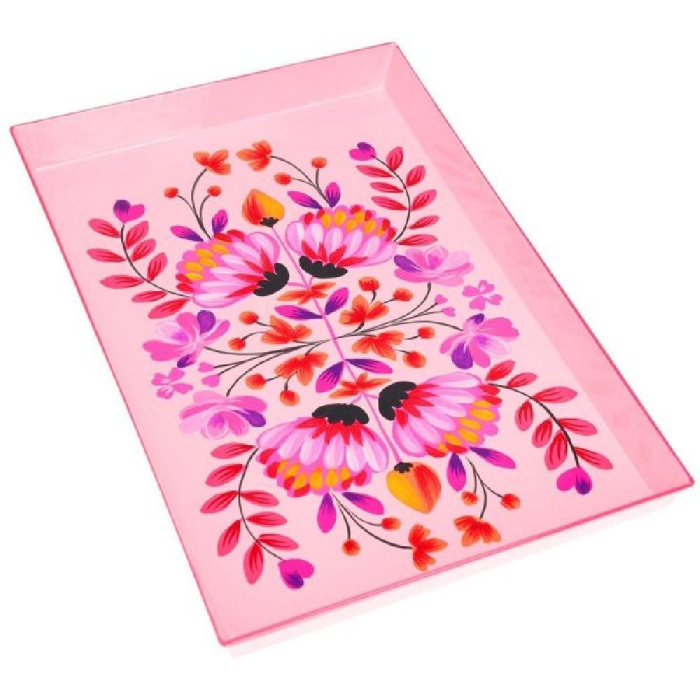 Giftcompany Tablett Tablett Taormina Blumen Rosa Pink