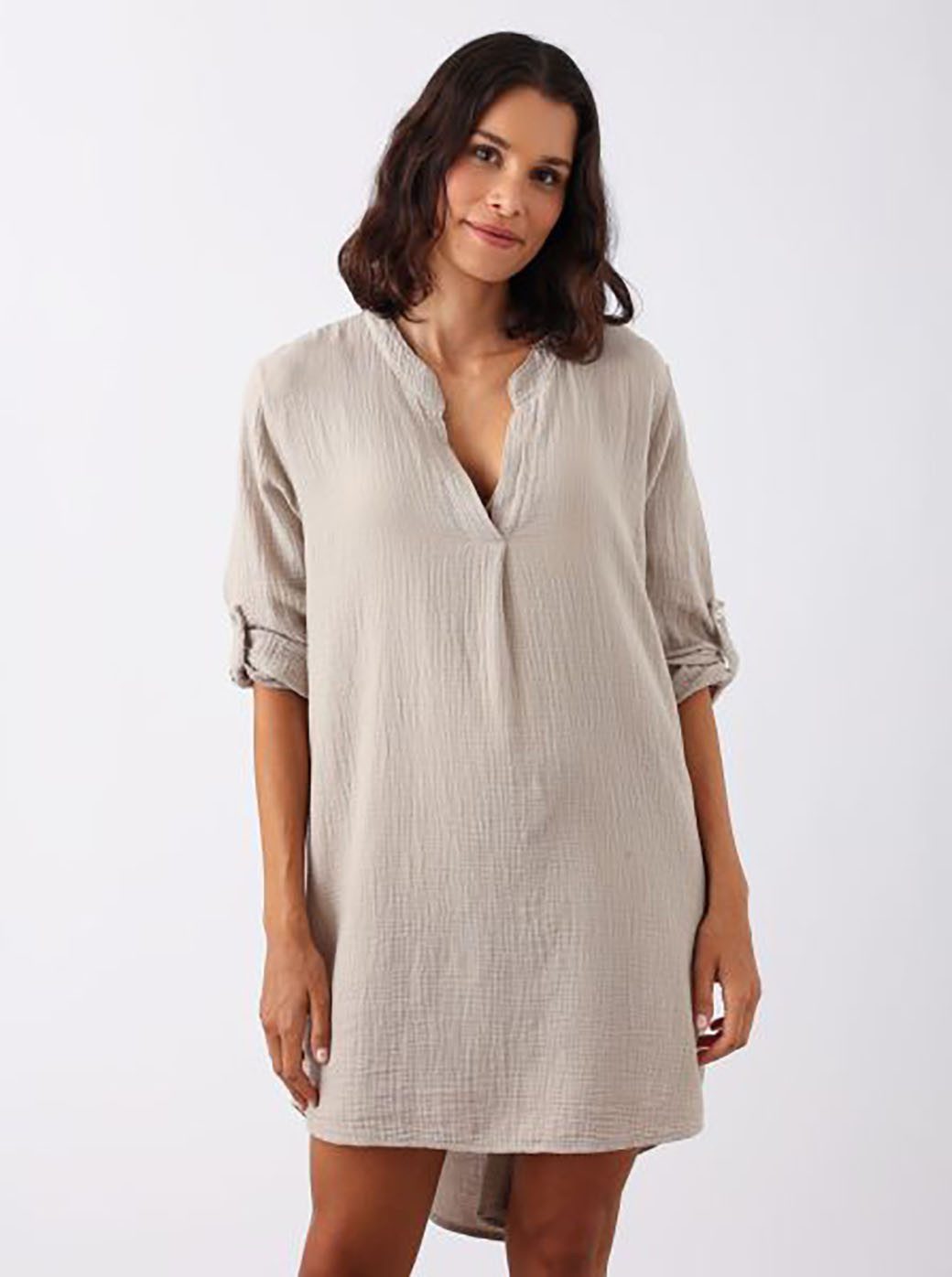 Zwillingsherz Schlupfbluse "Rom" verlängerte Rückenpartie, V-Neck, Turn-Up günstig online kaufen