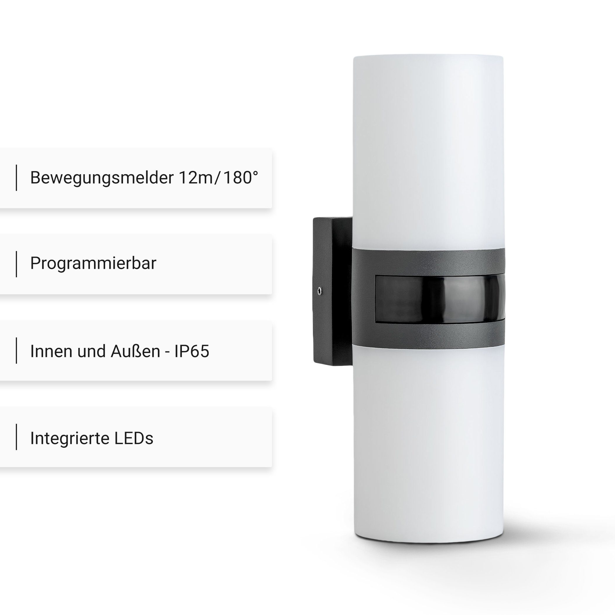 SEBSON Außen-Wandleuchte LED Außenleuchte Bewegungsmelder 12m/180° IP65, 20 günstig online kaufen