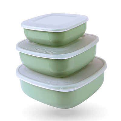 Pro Home Vorratsdose Stapelbar "eckig", Kunststoff, (6-tlg., 2 x 3er Set), Frischhaltedosen mit Deckel, Meal Prep Boxen, Aufbewahrungsbox