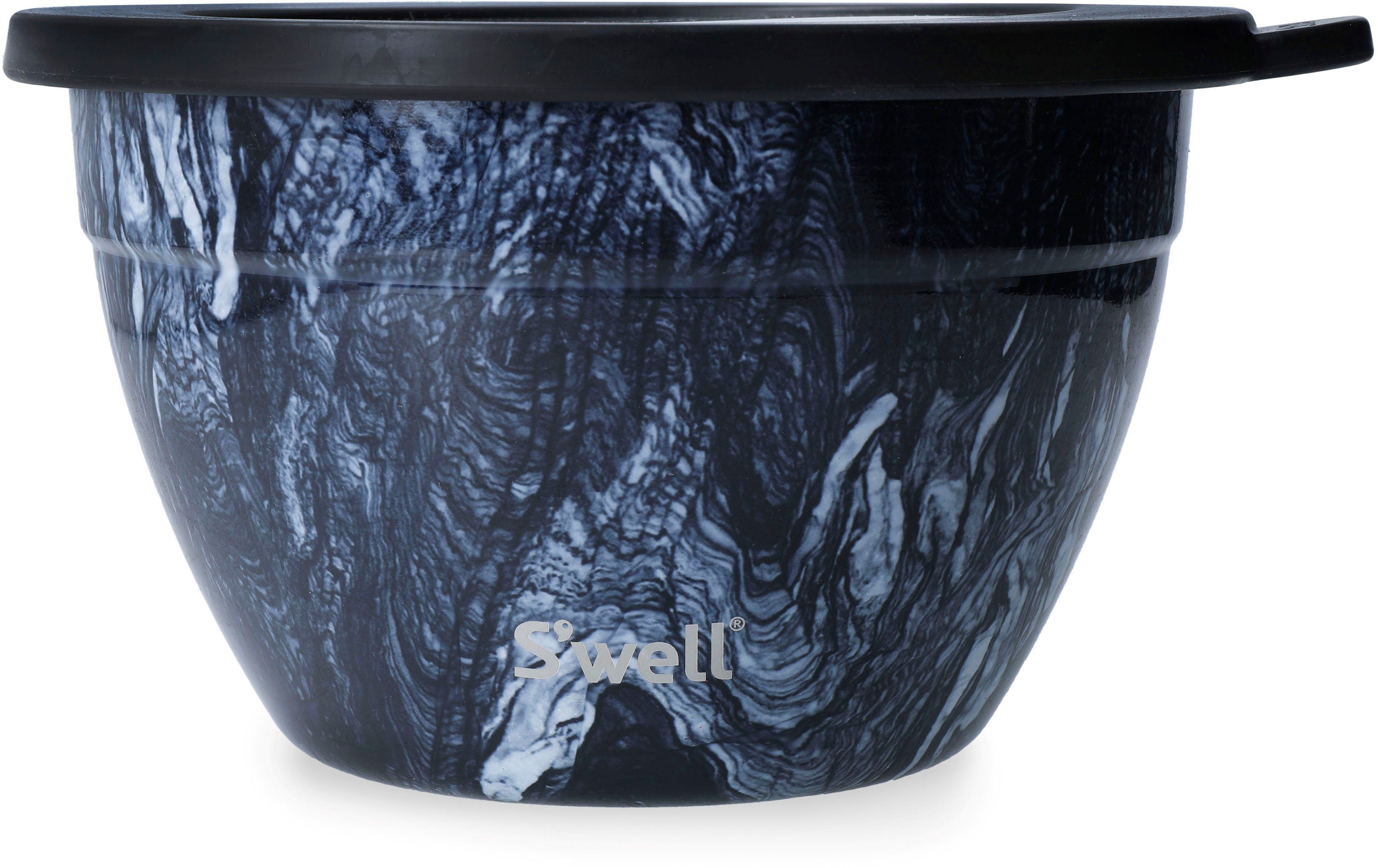 Bowl Edelstahl, Salatschüssel Salad S'well Onyx Therma-S'well®-Technologie, Kit, S'well Außenschale 1.9L, (3-tlg), vakuumisolierten Azurit-Marmor