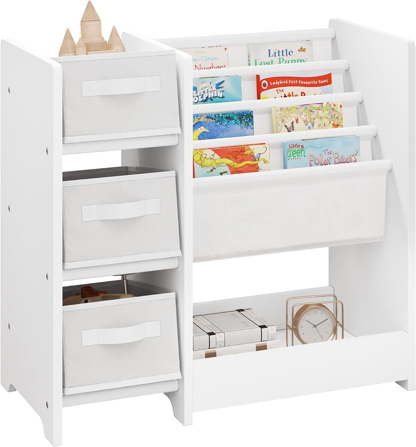 EUGAD Kinderregal, 1-tlg., mit 3 Aufbewahrungsboxen, aus MDF Weiß