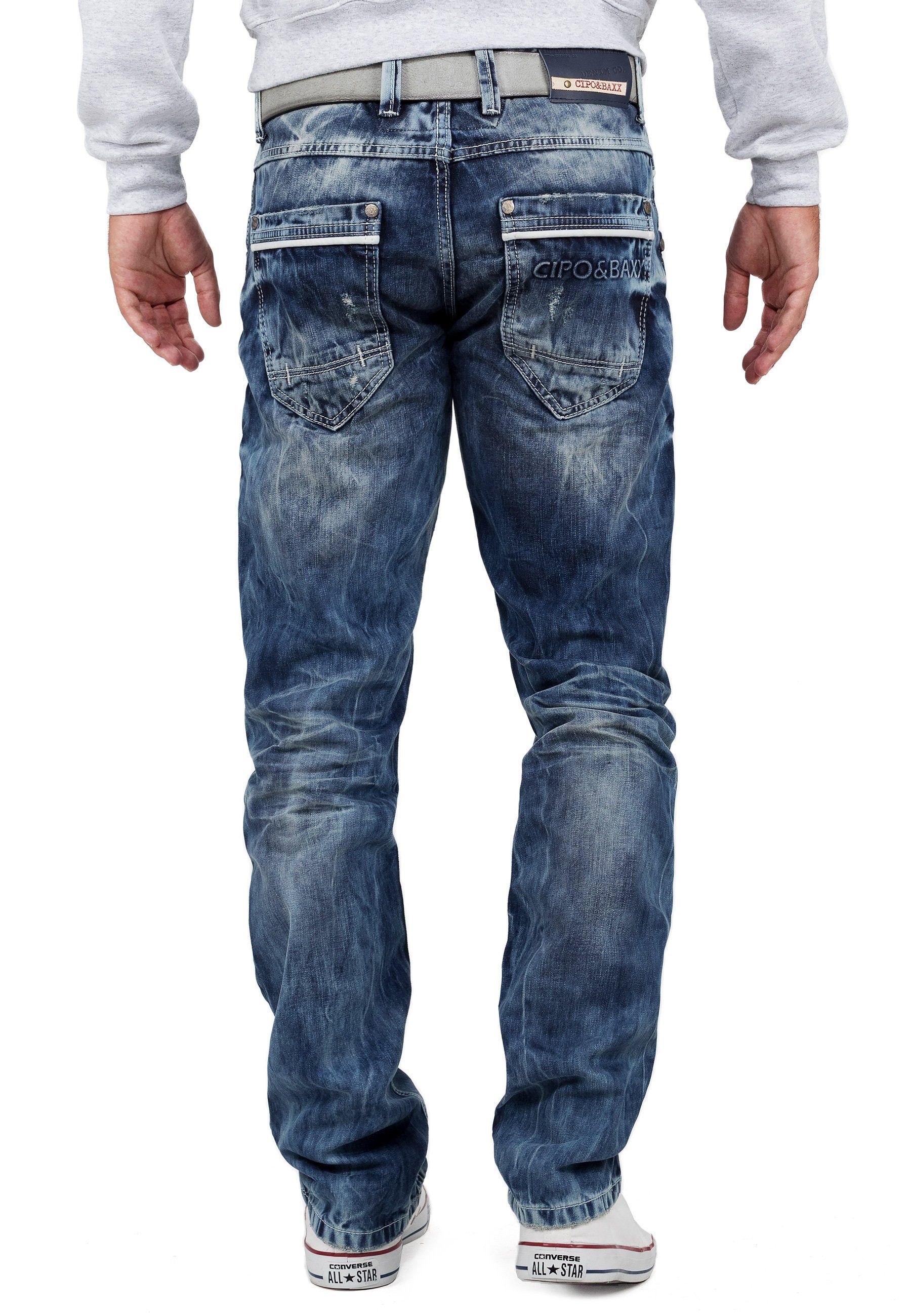 Cipo & Baxx Regular-fit-Jeans Freizeit Hose BA-CD104 Blau (1-tlg) Destroyed günstig online kaufen