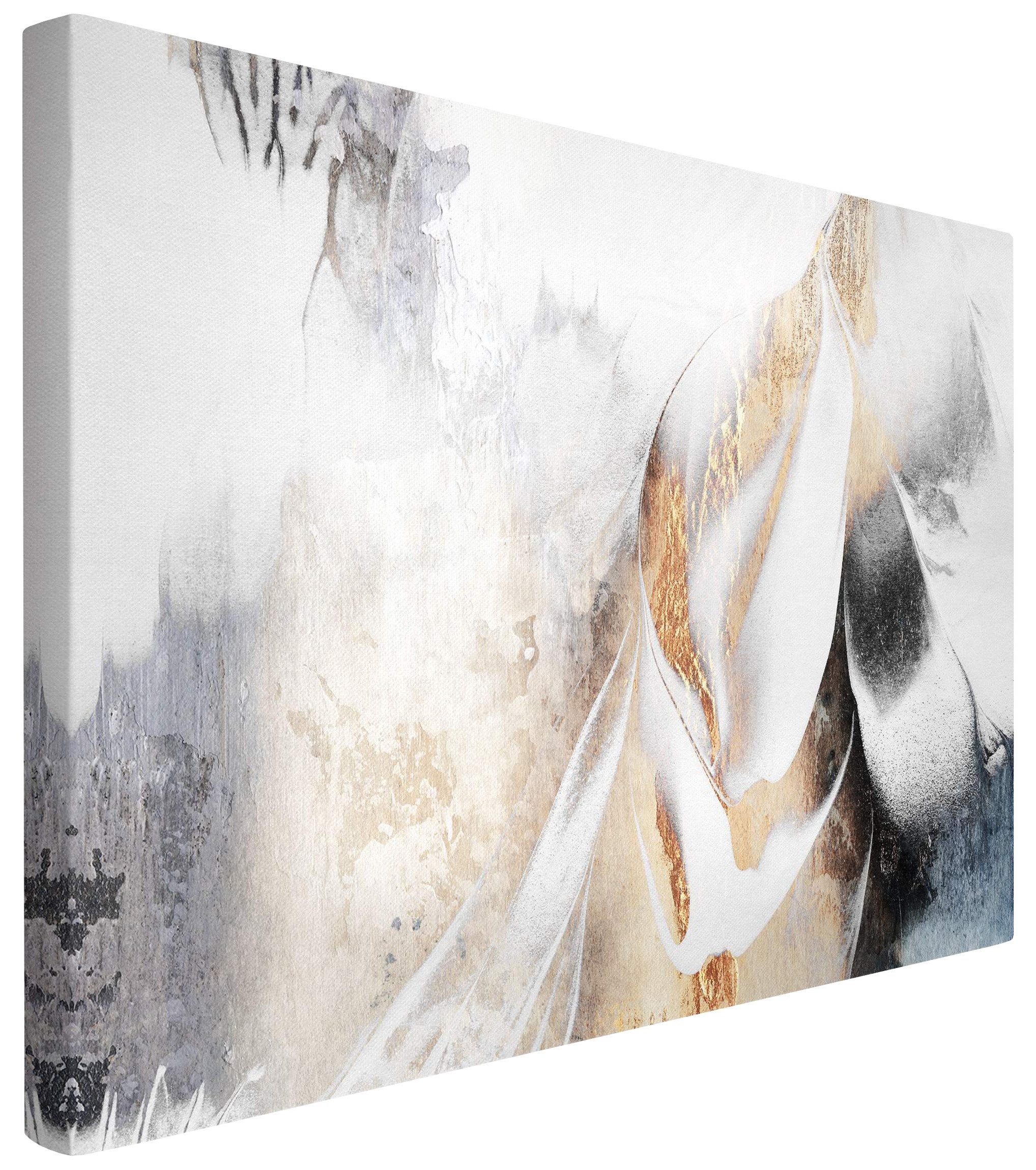 Bilderdepot24 Leinwandbild Kunstdruck Goldene abstrakte Malerei gold Bild auf Leinwand Groß XXL, Wohnzimmer Schlafzimmer Küche Flur Wandbild Kunstkopie Wanddeko Druck