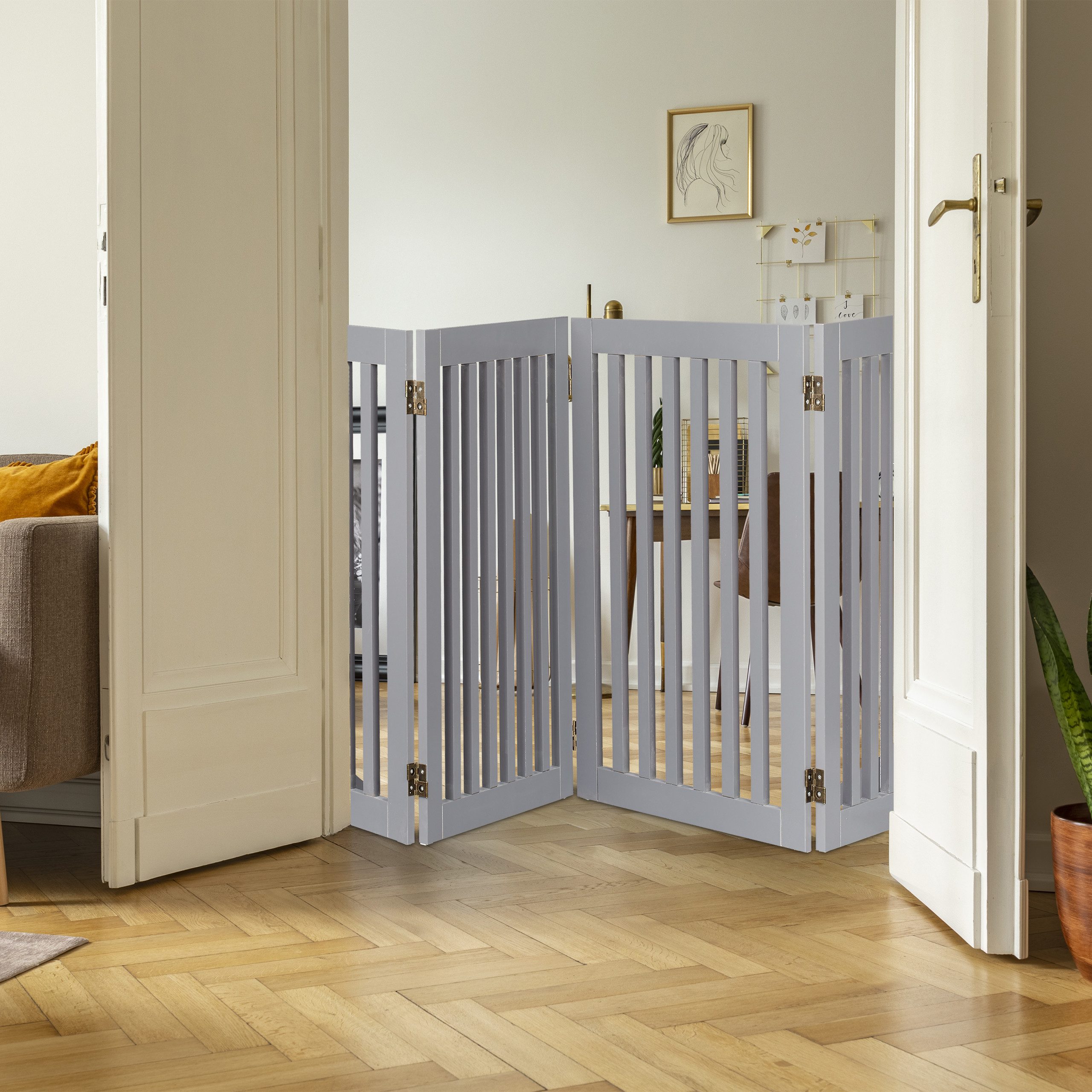relaxdays Universalschutzgitter Graues Absperrgitter 92 cm, 3 Panel