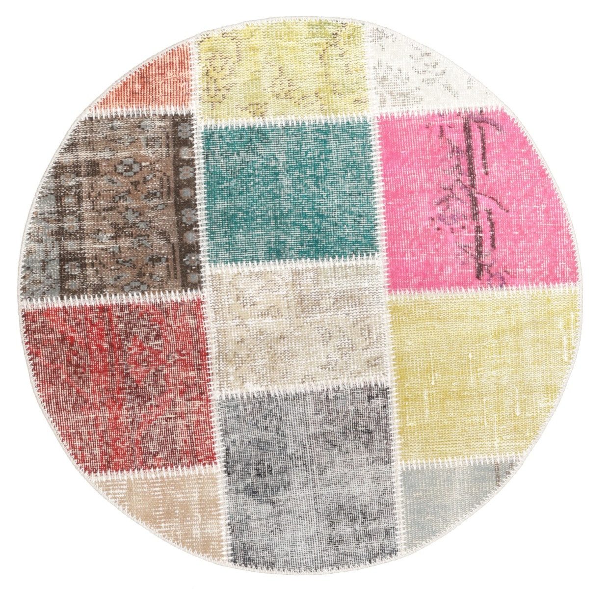 Carpet Avenue Teppich Patchwork 100x100, Rund, Höhe: 8 mm