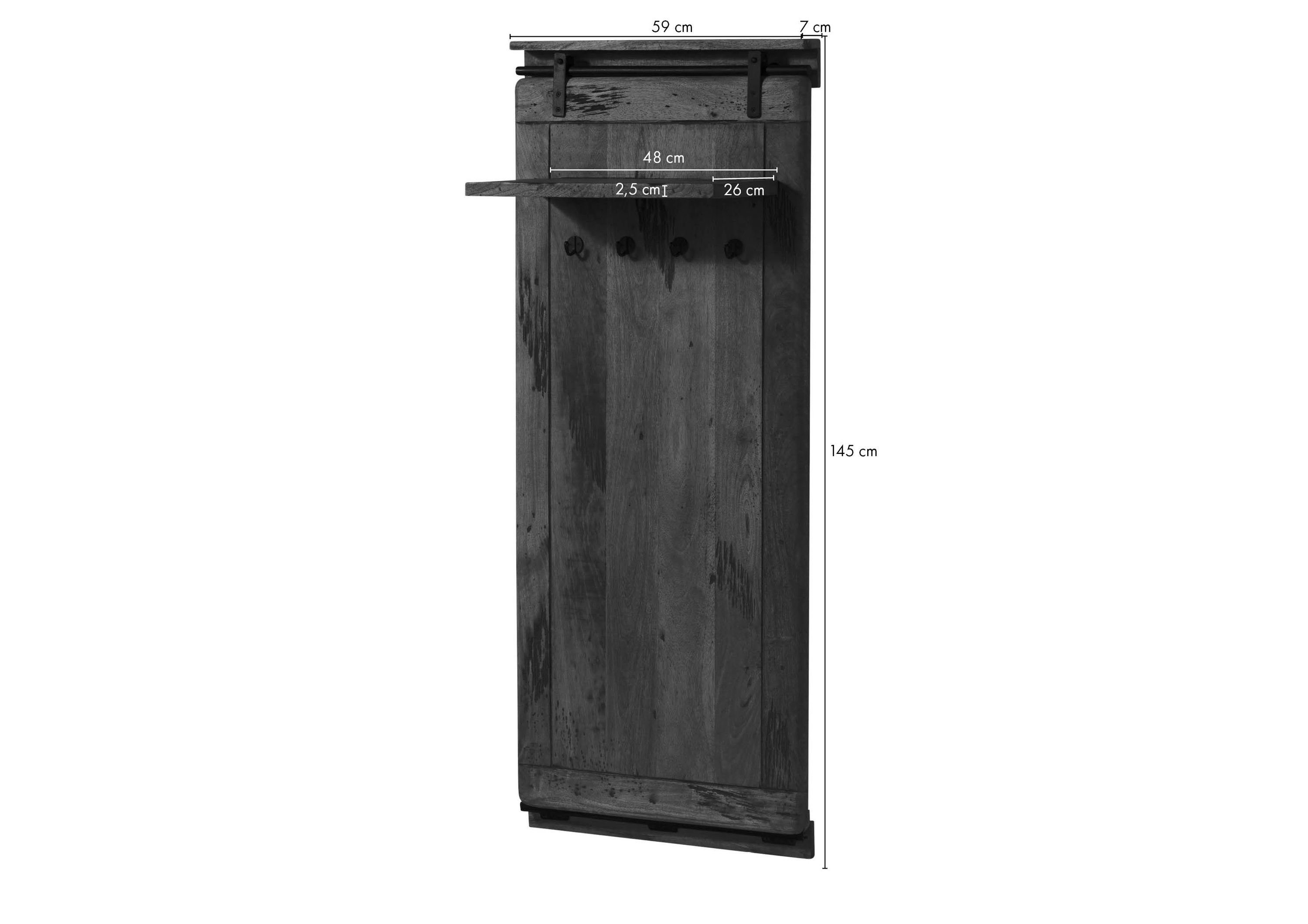 Massivmoebel24 Wandgarderobe (Wandgarderobe Mango 59x32x145 whitewash günstig online kaufen