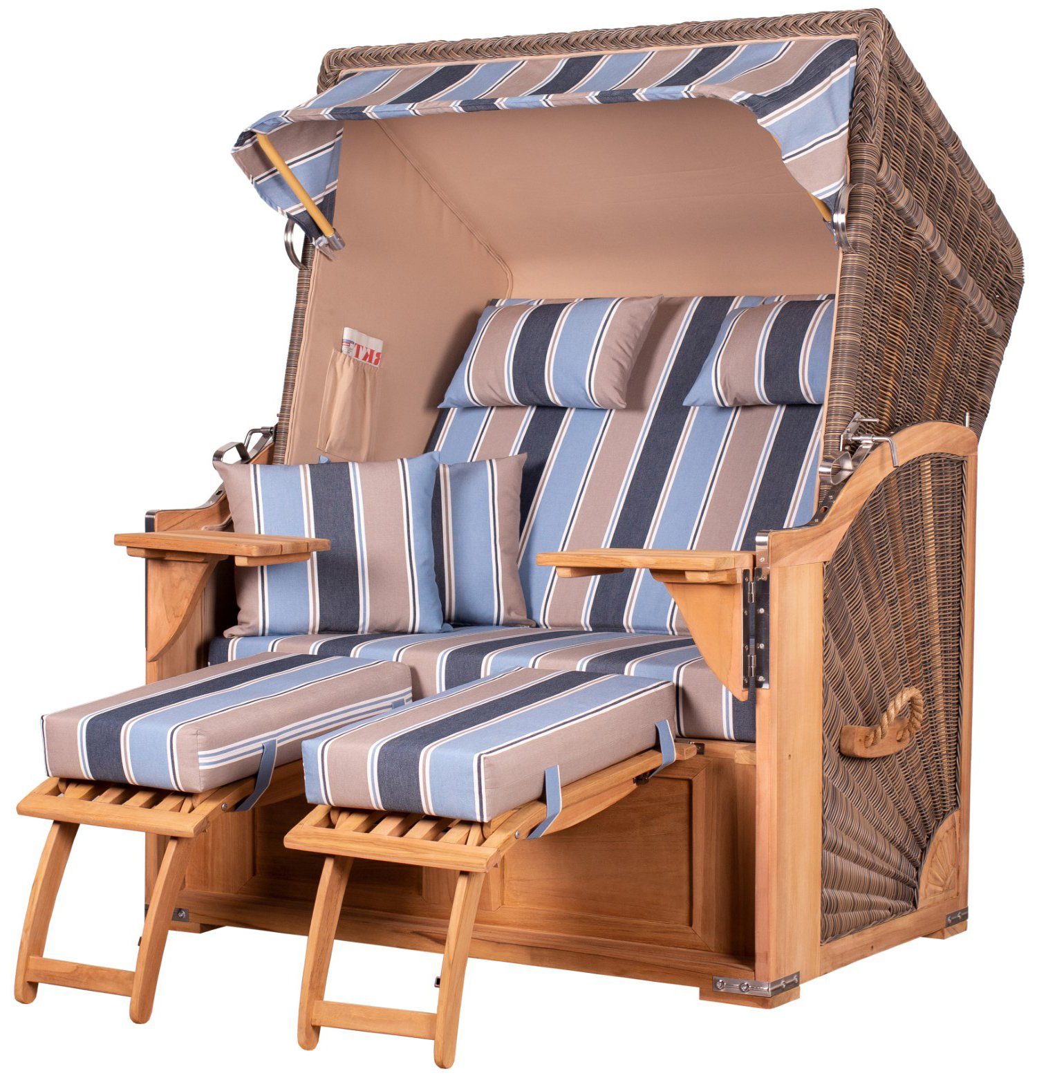bene living Strandkorb Schaalsee 2Sitzer Teak PE grau Modell 580