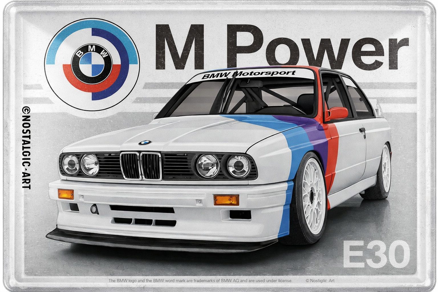 BMW Tasse Geschenkbox Geschenk-Set Blechschild BMW M3 E30 20x30cm Tasse Box, 3-tlg.