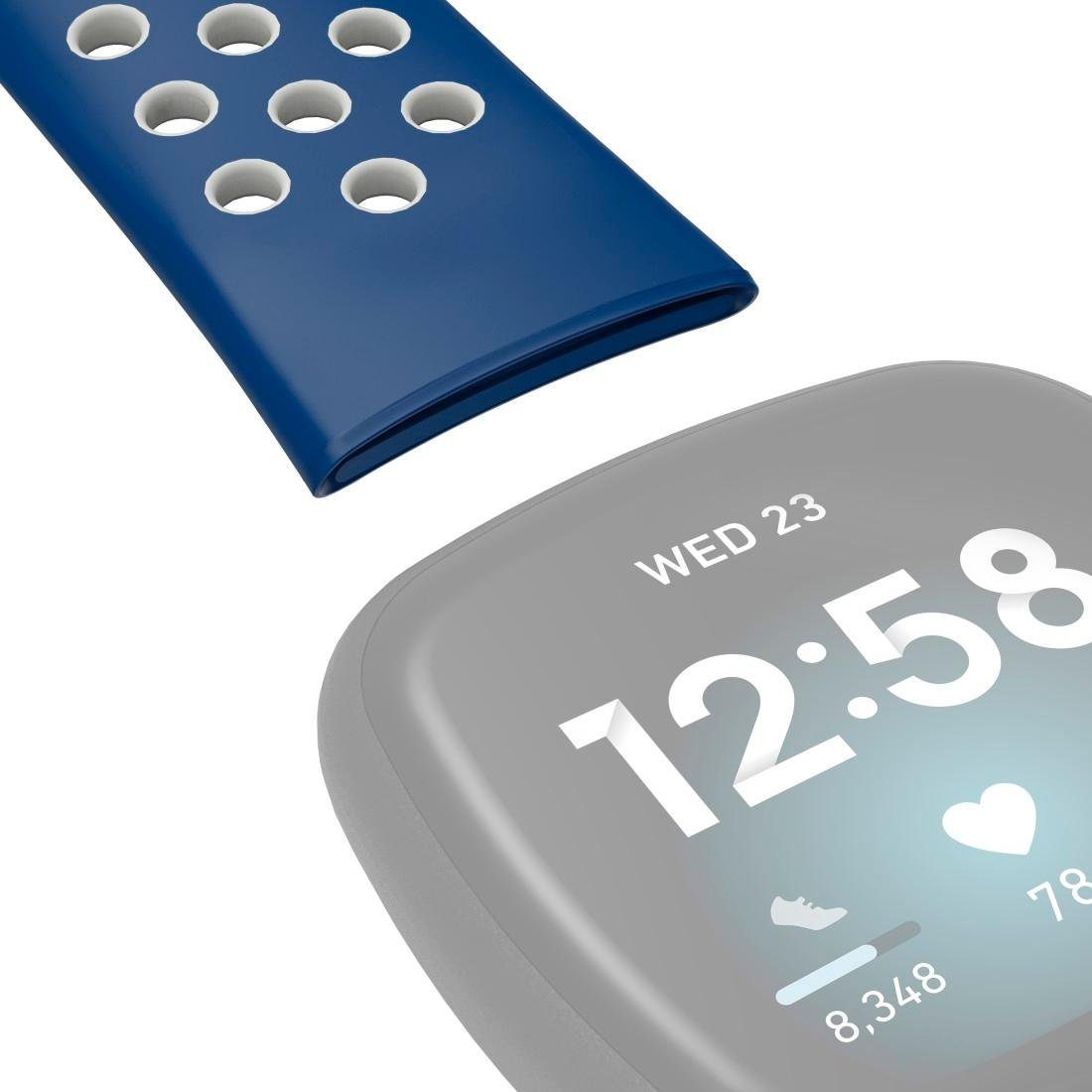 Versa dunkelblau cm Fitbit für 22 3/4/Sense (2), cm/21 Ersatzarmband Smartwatch-Armband Silikon, Hama