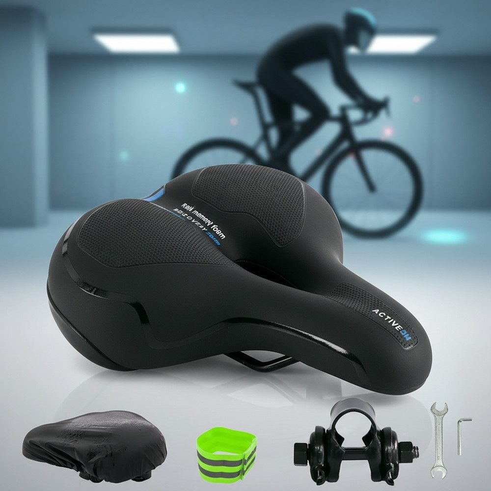 Melko Fahrradsattel Ergonomischer Fahrradsattel Stahl mit Gel Memory-Schaum Mountainbike (Stück), Atmungsaktiv