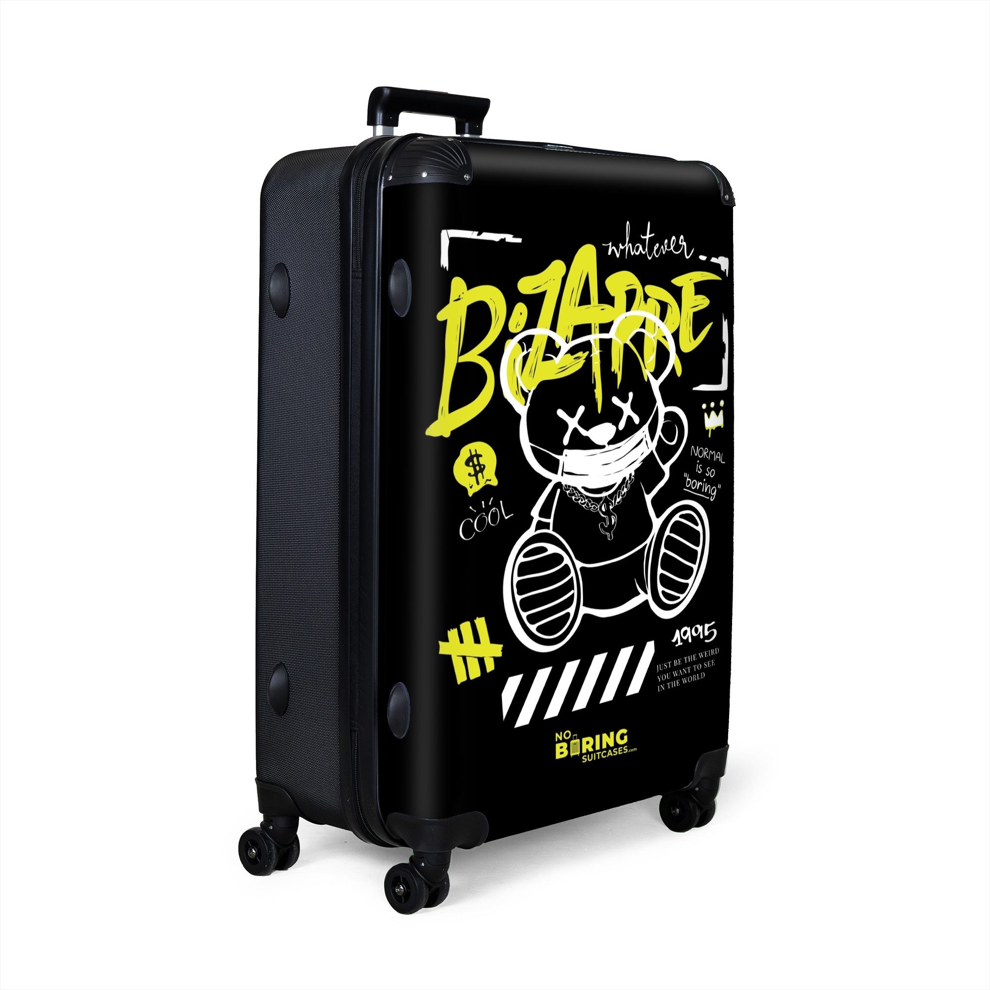 NoBoringSuitcases.com© Hartschalen-Trolley Cartoon-Bär mit Maske als günstig online kaufen