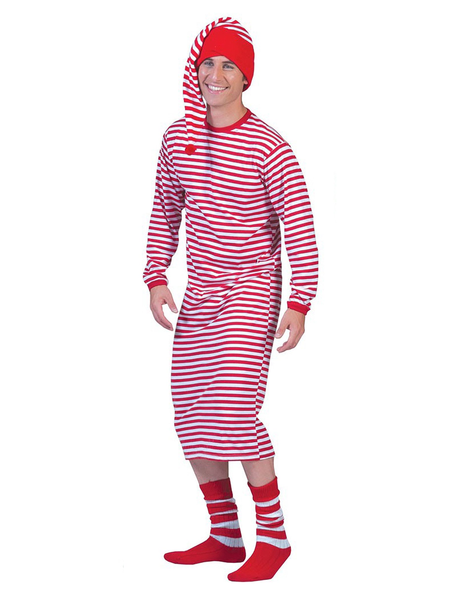 Espa Partyanzug Langes Clownskleid geringelt für Damen rot-weiß günstig online kaufen