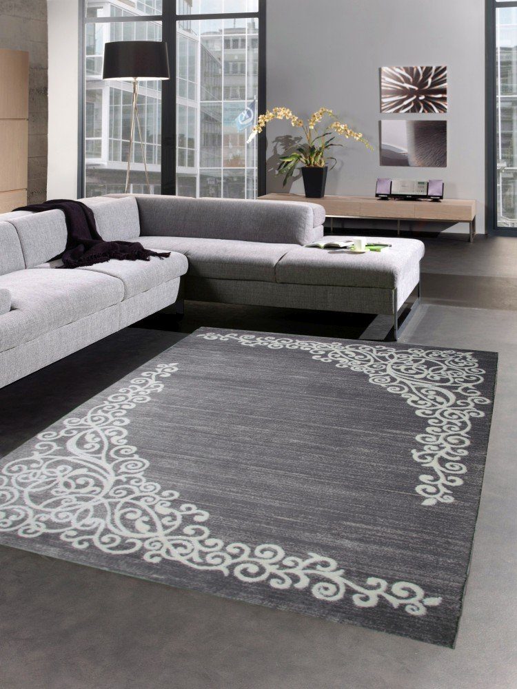 Teppich Designer Teppich Wohnzimmerteppich Ornamente Glitzer creme grau  creme, Carpetia, rechteckig, Höhe: 11 mm
