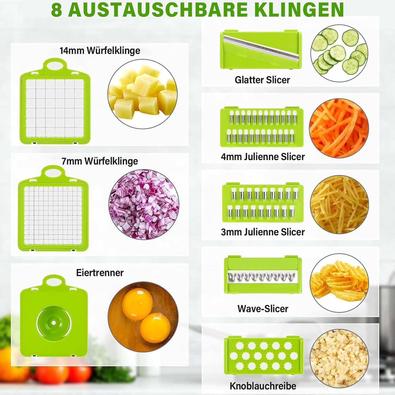 FELIXLEO Gemüseschneider 16 in 1 Gemüseschneider Mandoline Gemüsehobel Würfelschneider