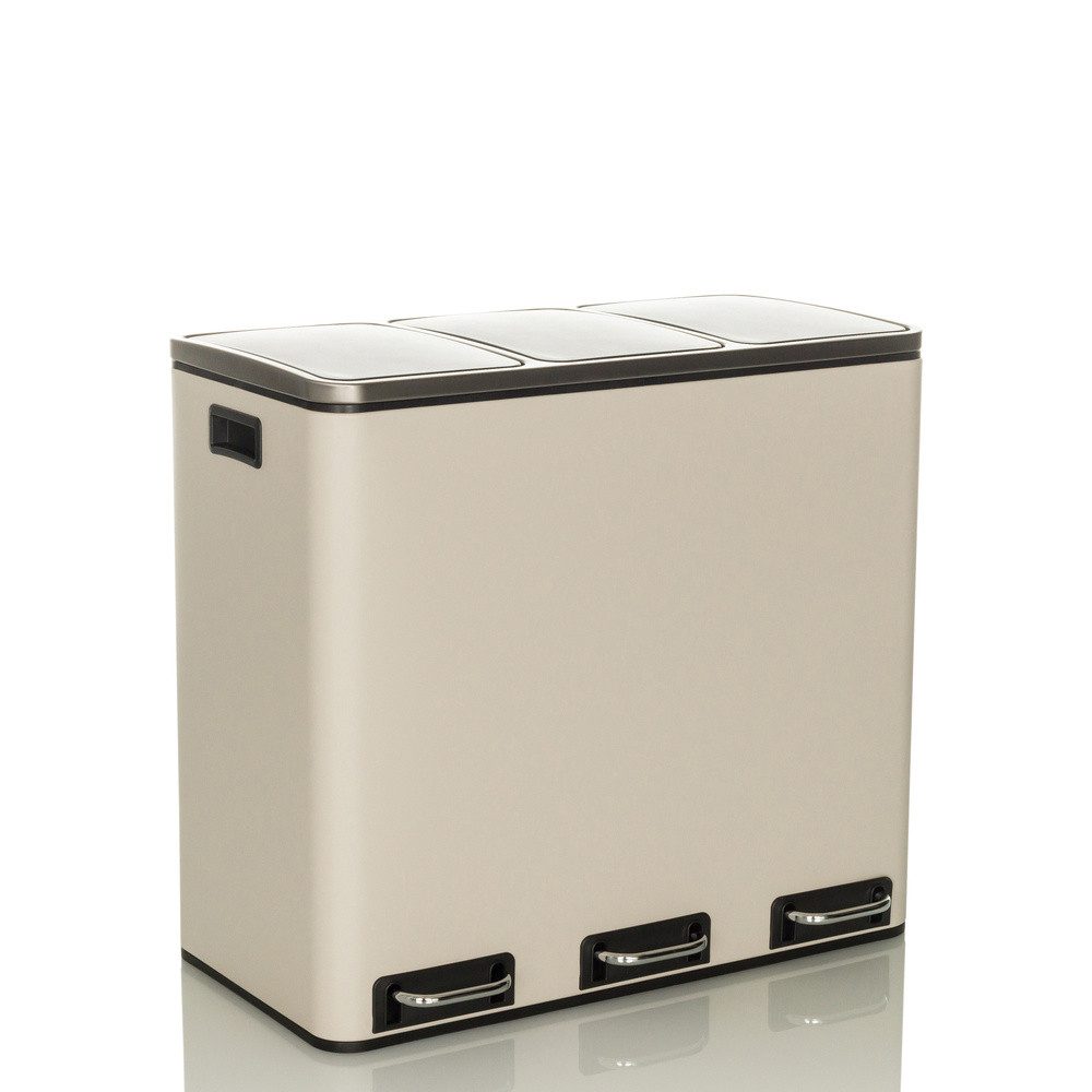 hjh OFFICE Mülleimer Mülleimer Clean 9 Stahlblech, Mülltrennsystem Küche mit 3 Fächern, Abfalleimer 3 x 18L (54 Liter)
