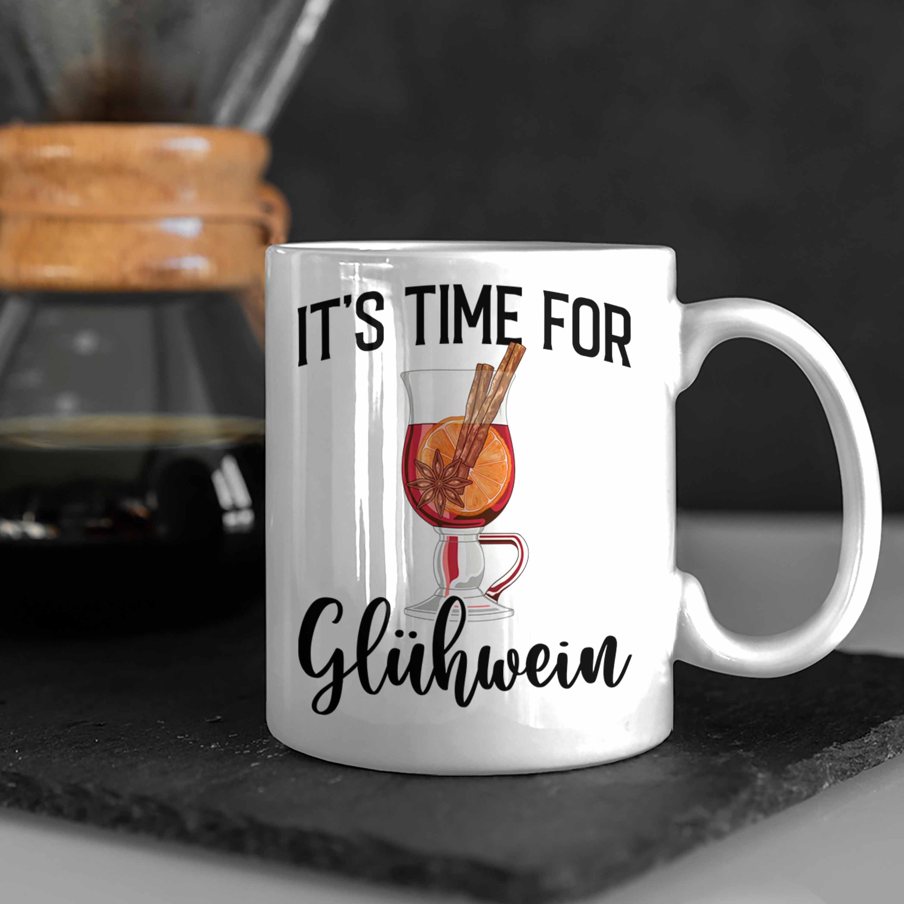 Trendation Tasse Trendation - Glühwein Gläser Lustig Spruch Weiss Glühweinbecher Tasse - Weihnachtsmarkt Time For Henkel Becher Doppelwandig Geschenk Glühwien It Glühweintassen Tassen mit