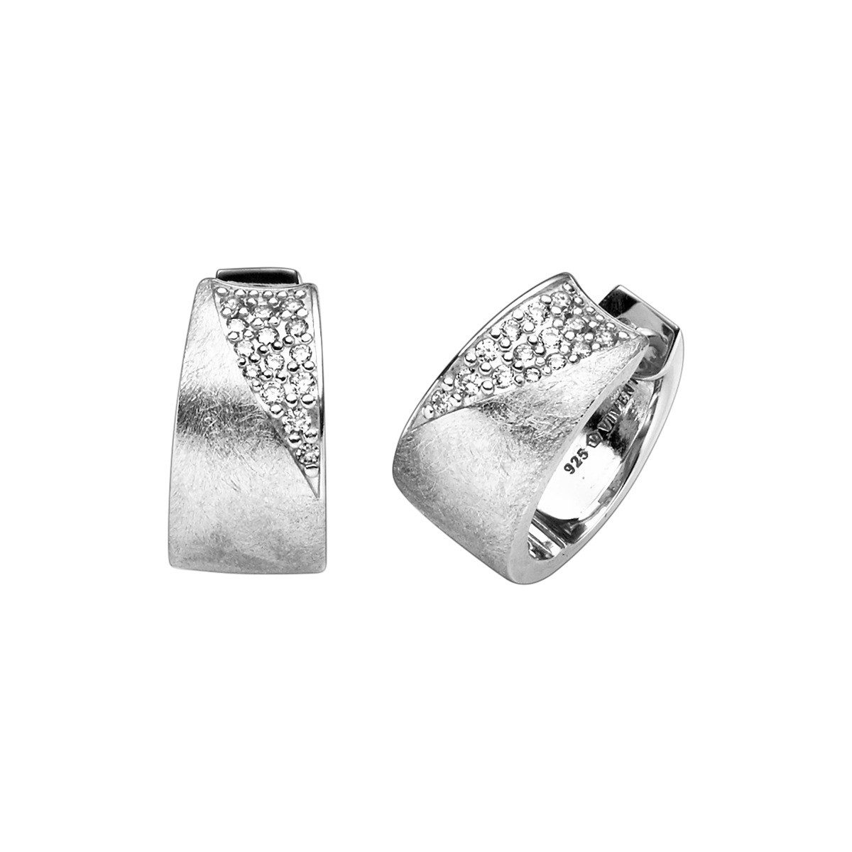 VIVENTY Paar Creolen Creolen Ohrringe Damen Eismatt Zirkonia Silber 15 mm 787574