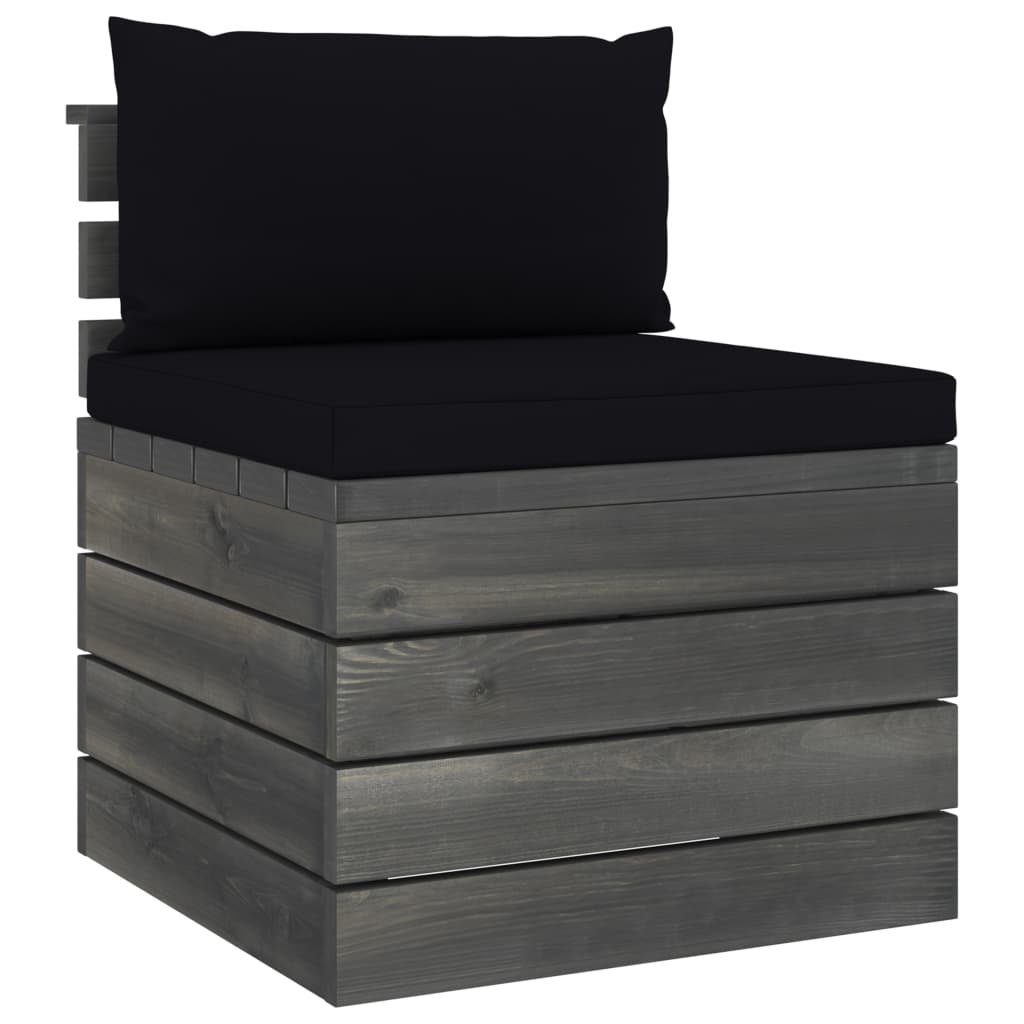 aus Garten-Sofagarnitur Kissen vidaXL Paletten (9-tlg) 9-tlg. Schwarz mit Gartenlounge-Set Kiefernholz,