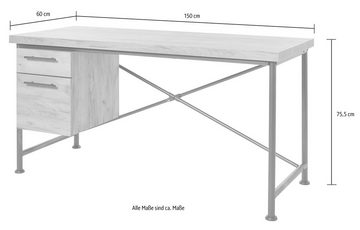 Jahnke Schreibtisch CRAFT, Schreibtisch im Industrie-Design, wechselseitig montierbar
