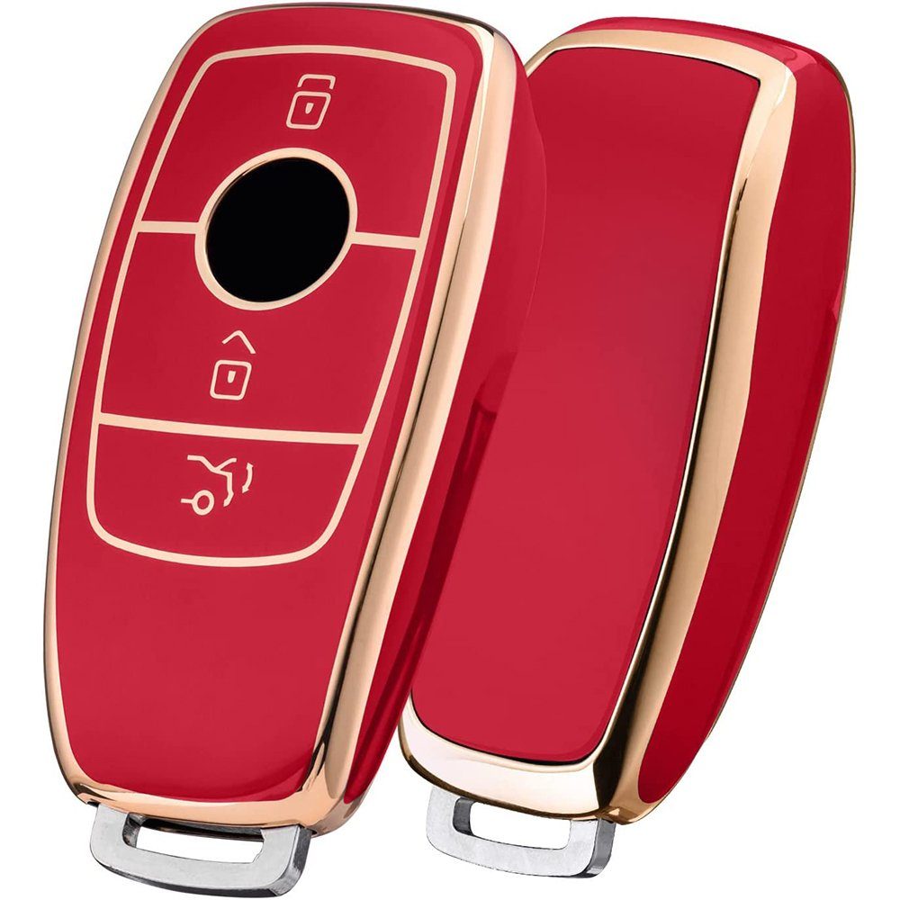GelldG Schlüsseltasche Autoschlüssel Hülle Geeignet für Schlüsselhülle Benz, Mercedes Cover rot