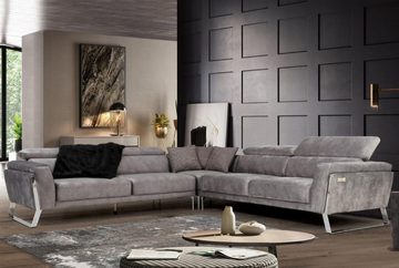 JVmoebel Ecksofa Graues Ecksofa L-Form Couch Großes Stoffsofa Luxus Möbel Neu, 3 Teile, Made in Europa