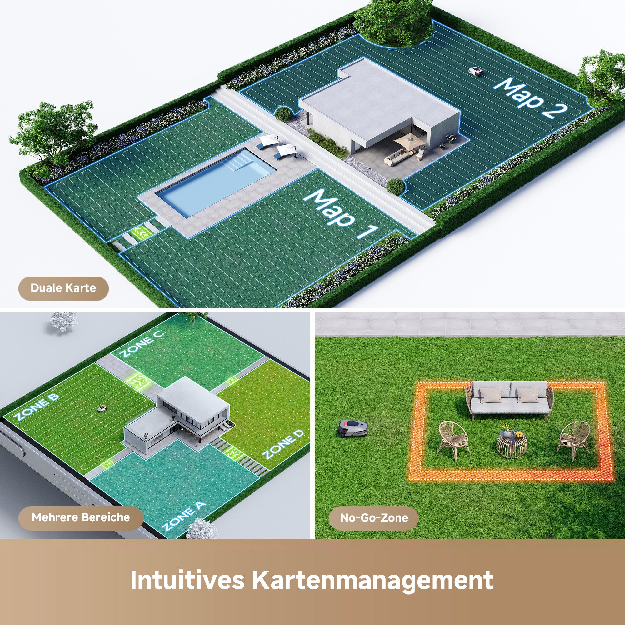 Dreame Mower A1 Pro robotic lawnmower, for lawns up to 2000 m² (set), precise navigation, U-shaped mowing strategy, dual map management