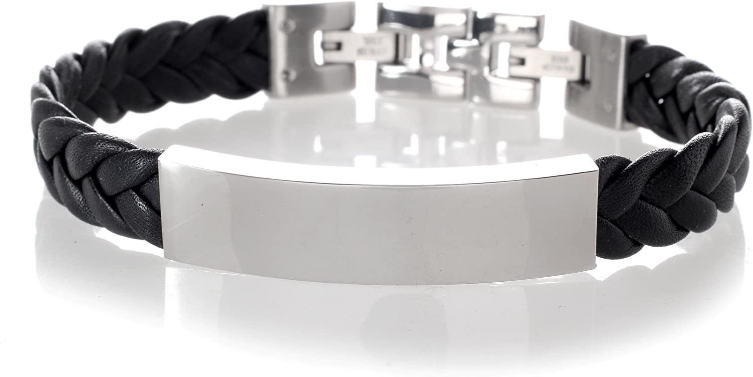 Karisma Lederarmband Karisma Leder Armband - Herrenschmuck - SB6962L Zum Schwarz Eingravieren - Zentimeter Matt Platte Ideal Poliert 21.0