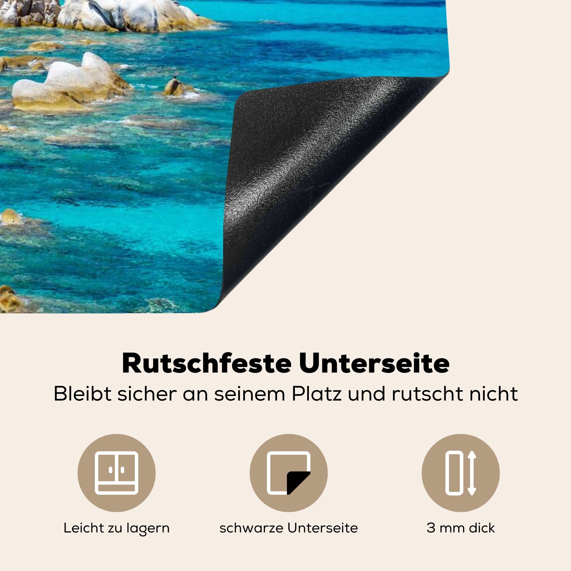 MuchoWow Herdblende-/Abdeckplatte Meer für 81x52 tlg), Tropisch, - Vinyl, Arbeitsplatte - (1 Sommer Ceranfeldabdeckung, küche cm