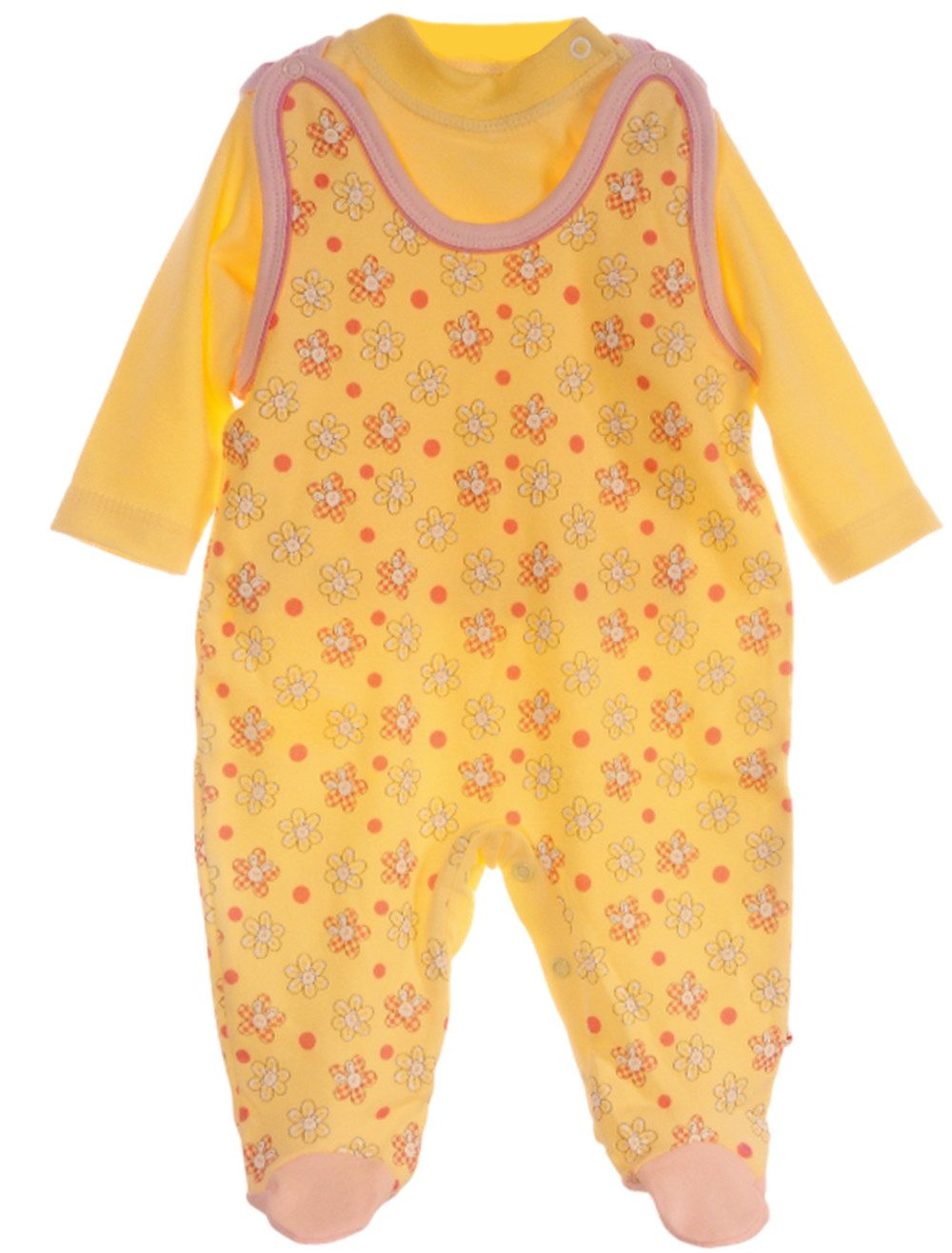 Strampler Stramplerhose und Langarmshirt Baby Anzug in Gelb